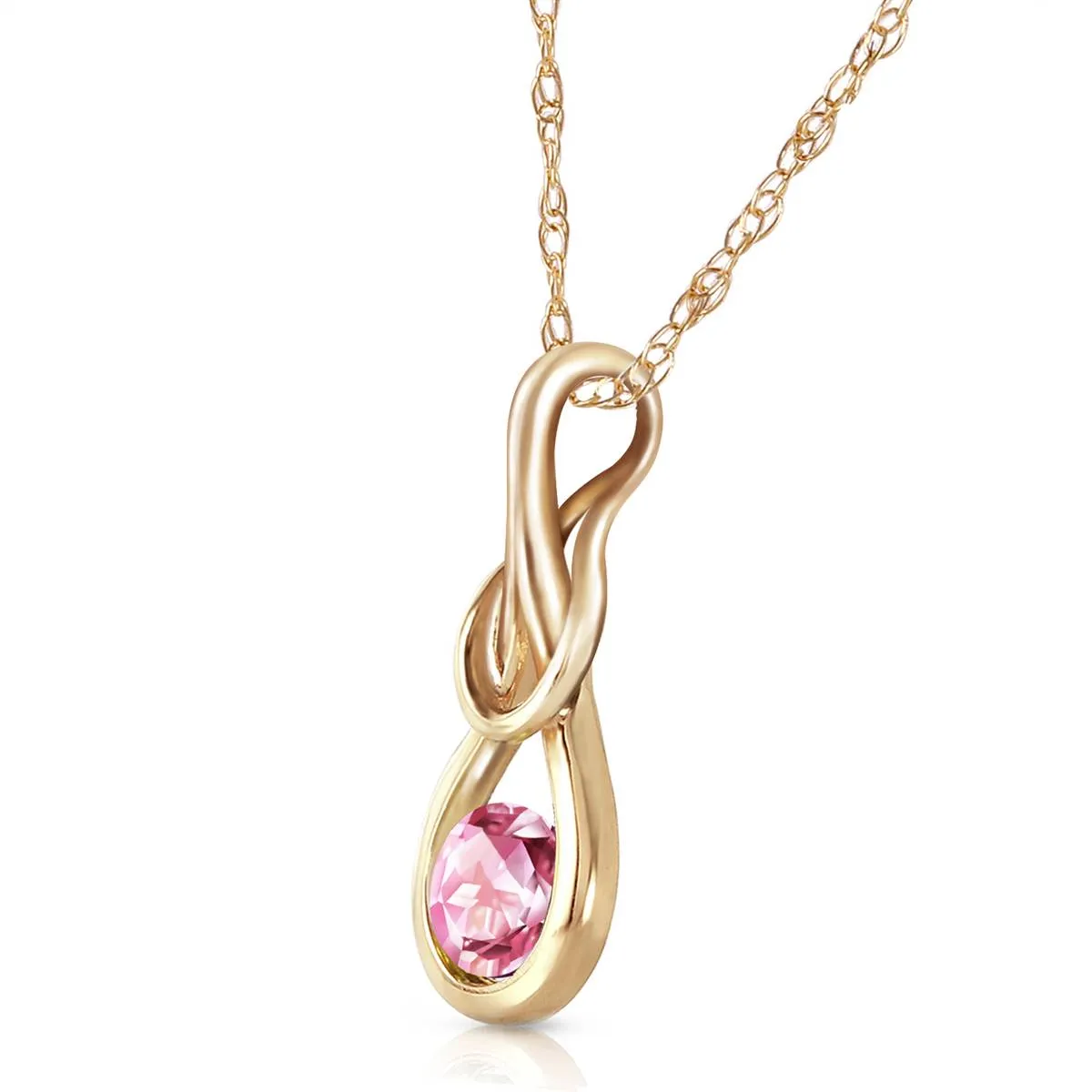 0.65 Carat 14K Solid Yellow Gold No Barriers Pink Topaz Necklace