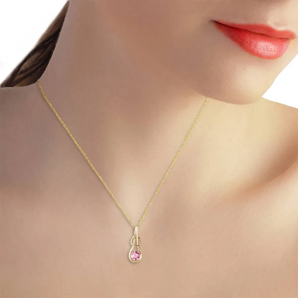 0.65 Carat 14K Solid Yellow Gold No Barriers Pink Topaz Necklace