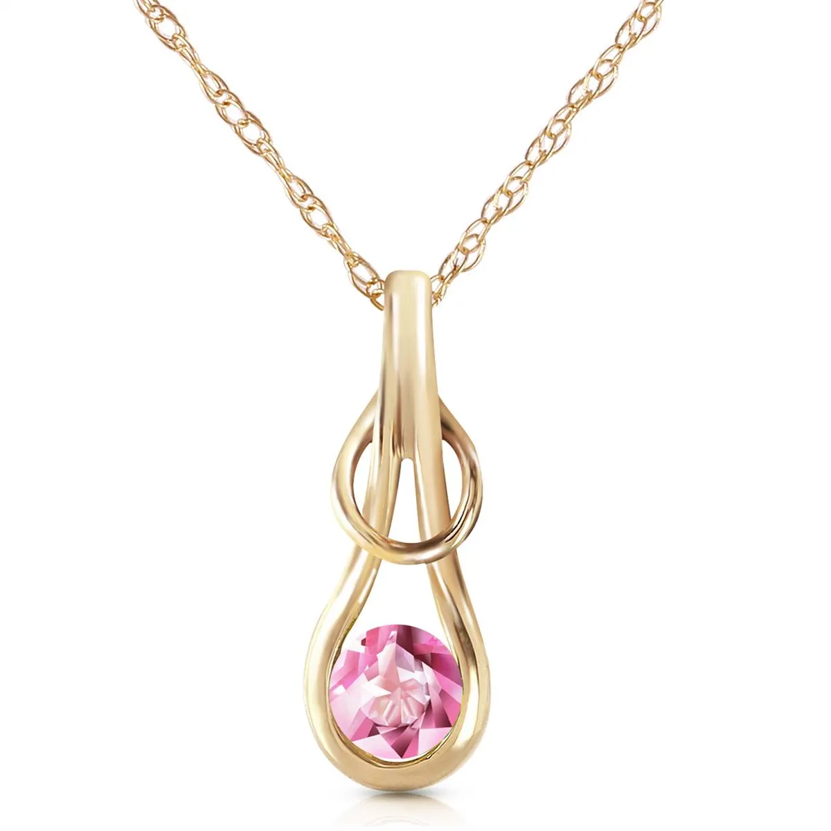 0.65 Carat 14K Solid Yellow Gold No Barriers Pink Topaz Necklace
