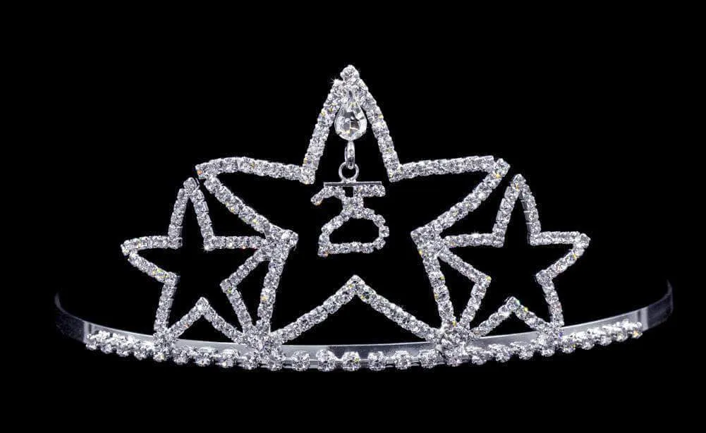 #17083 - Star - 25th Anniversary or Birthday Tiara with Combs