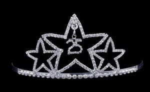#17083 - Star - 25th Anniversary or Birthday Tiara with Combs