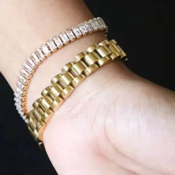 18K Gold-Filled Baguette Slider Tennis Bracelet