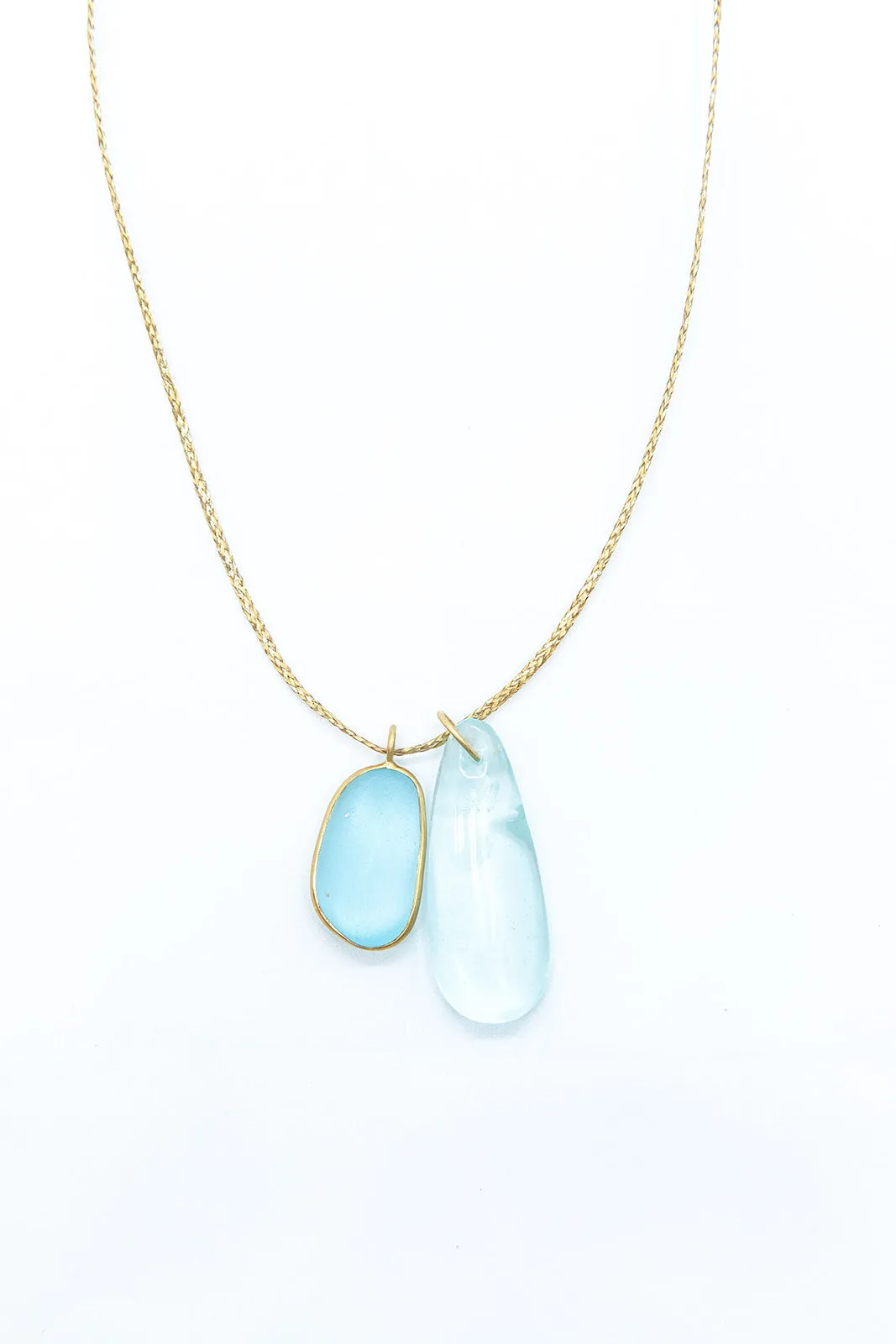 18K Yellow Gold Blue Topaz Collette Pendant on Cord