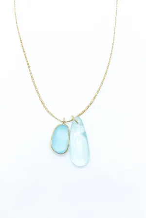 18K Yellow Gold Blue Topaz Collette Pendant on Cord