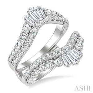 2 ctw Baguette and Round Cut Diamond Insert Ring in 14K White Gold