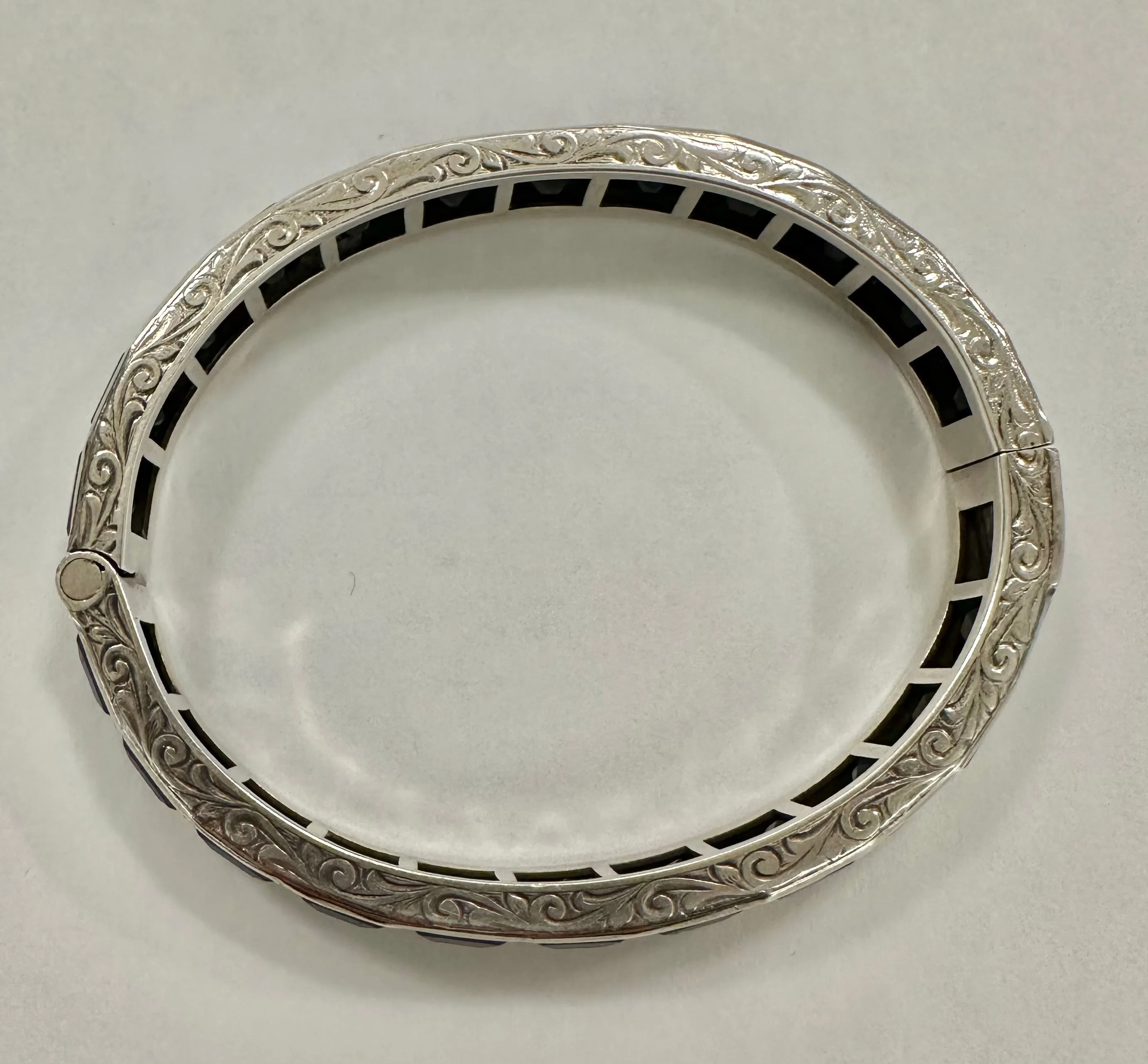 Art Deco Sterling and Paste Bangle