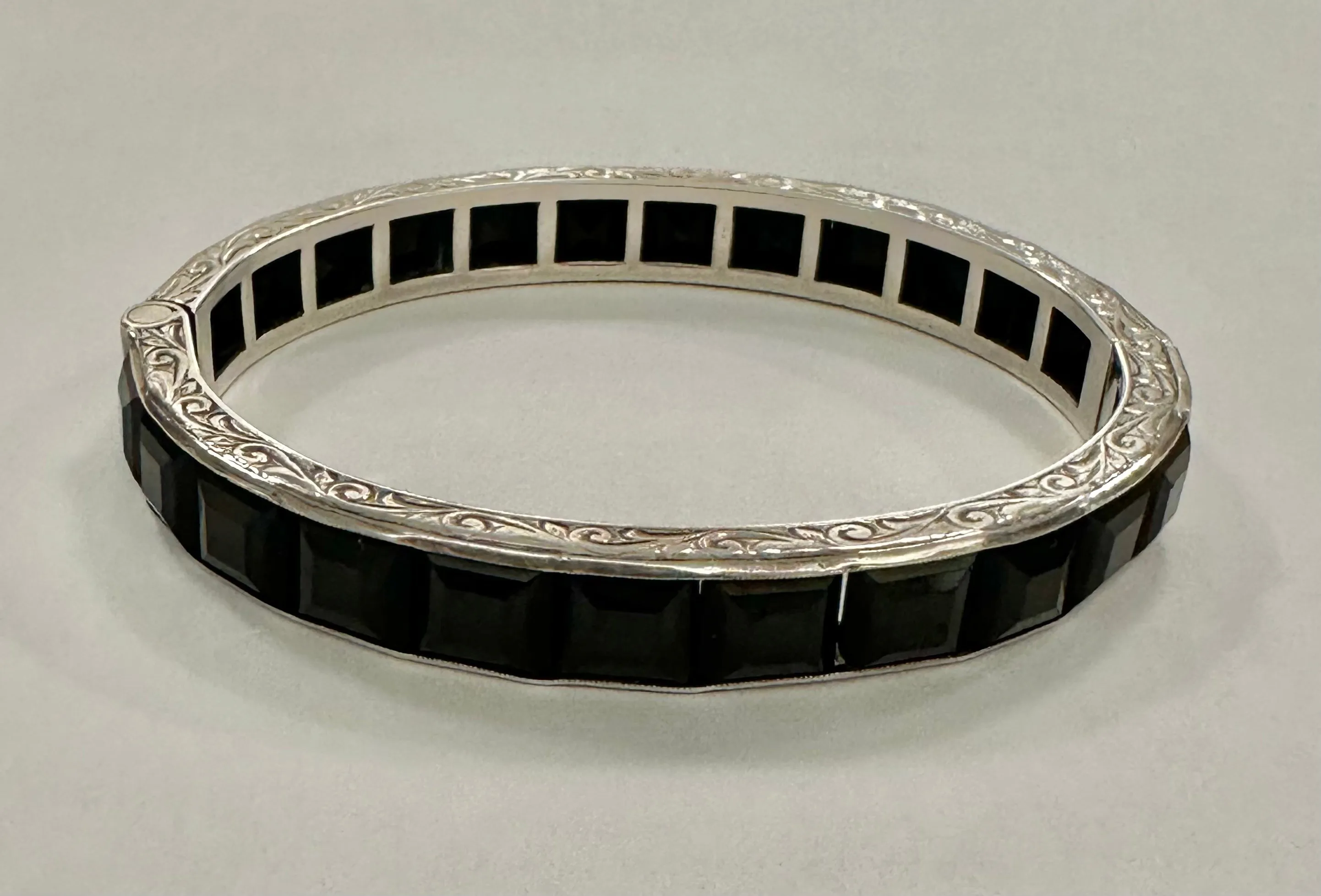 Art Deco Sterling and Paste Bangle