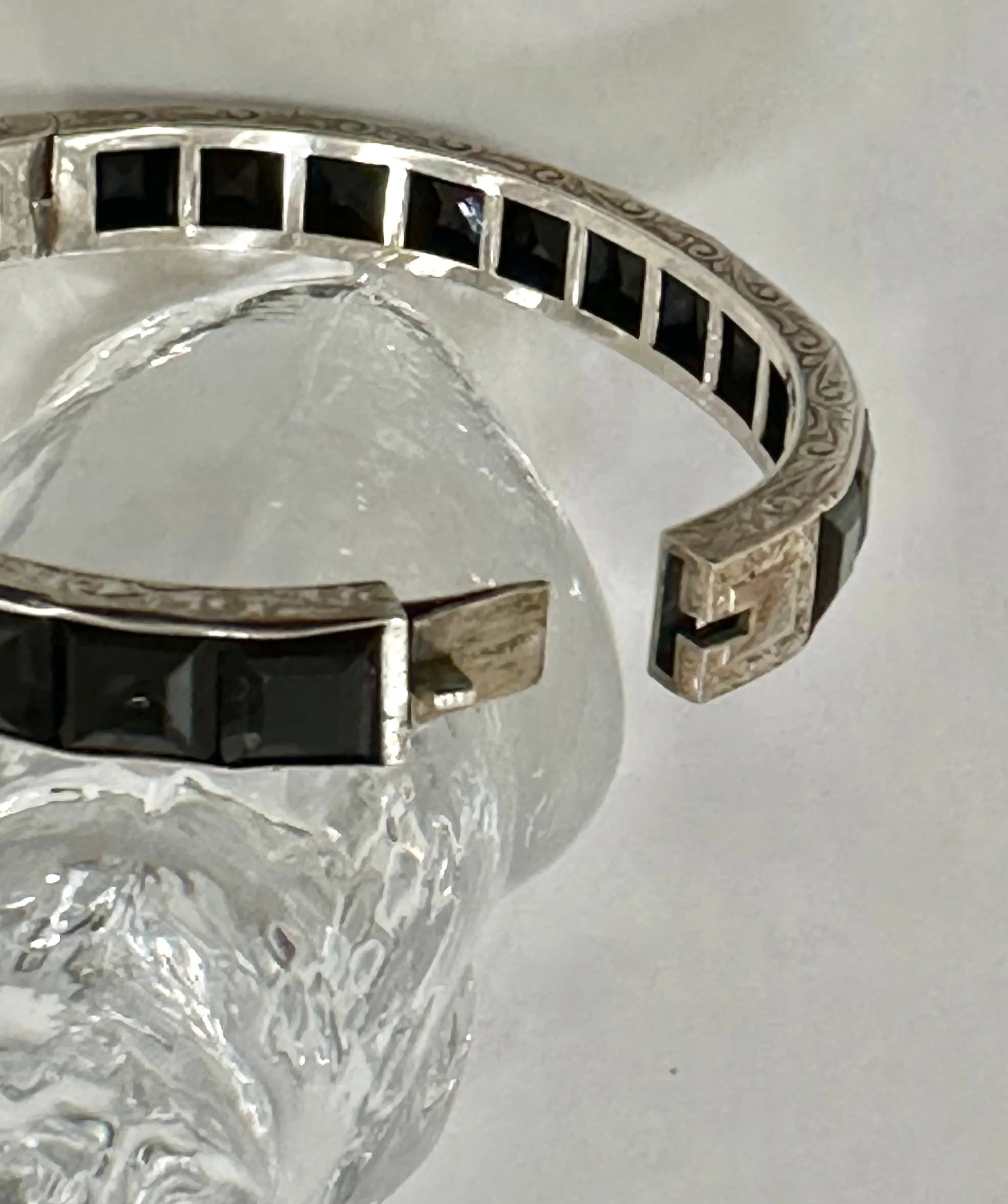 Art Deco Sterling and Paste Bangle