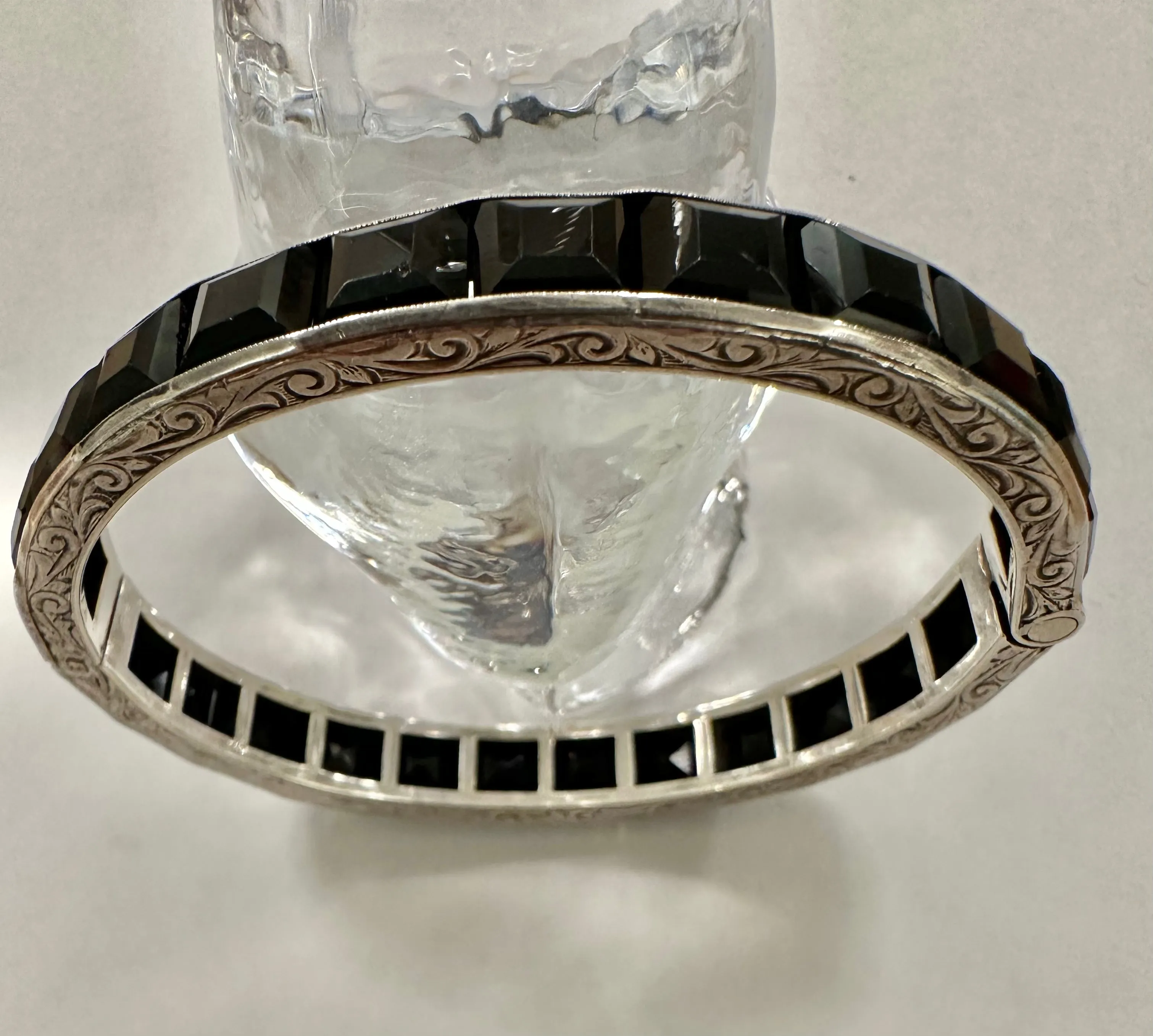 Art Deco Sterling and Paste Bangle