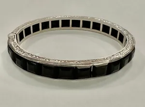 Art Deco Sterling and Paste Bangle