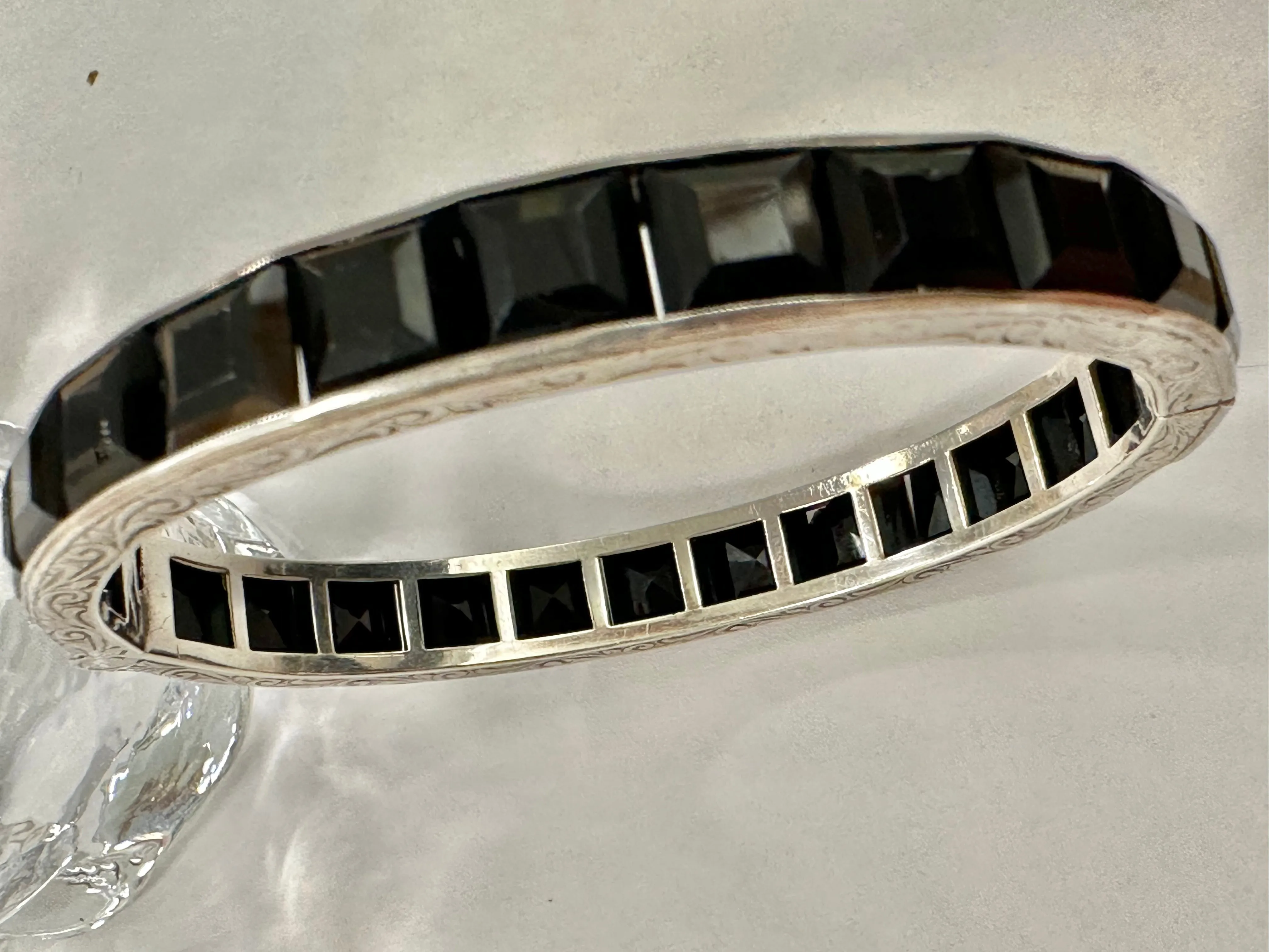Art Deco Sterling and Paste Bangle