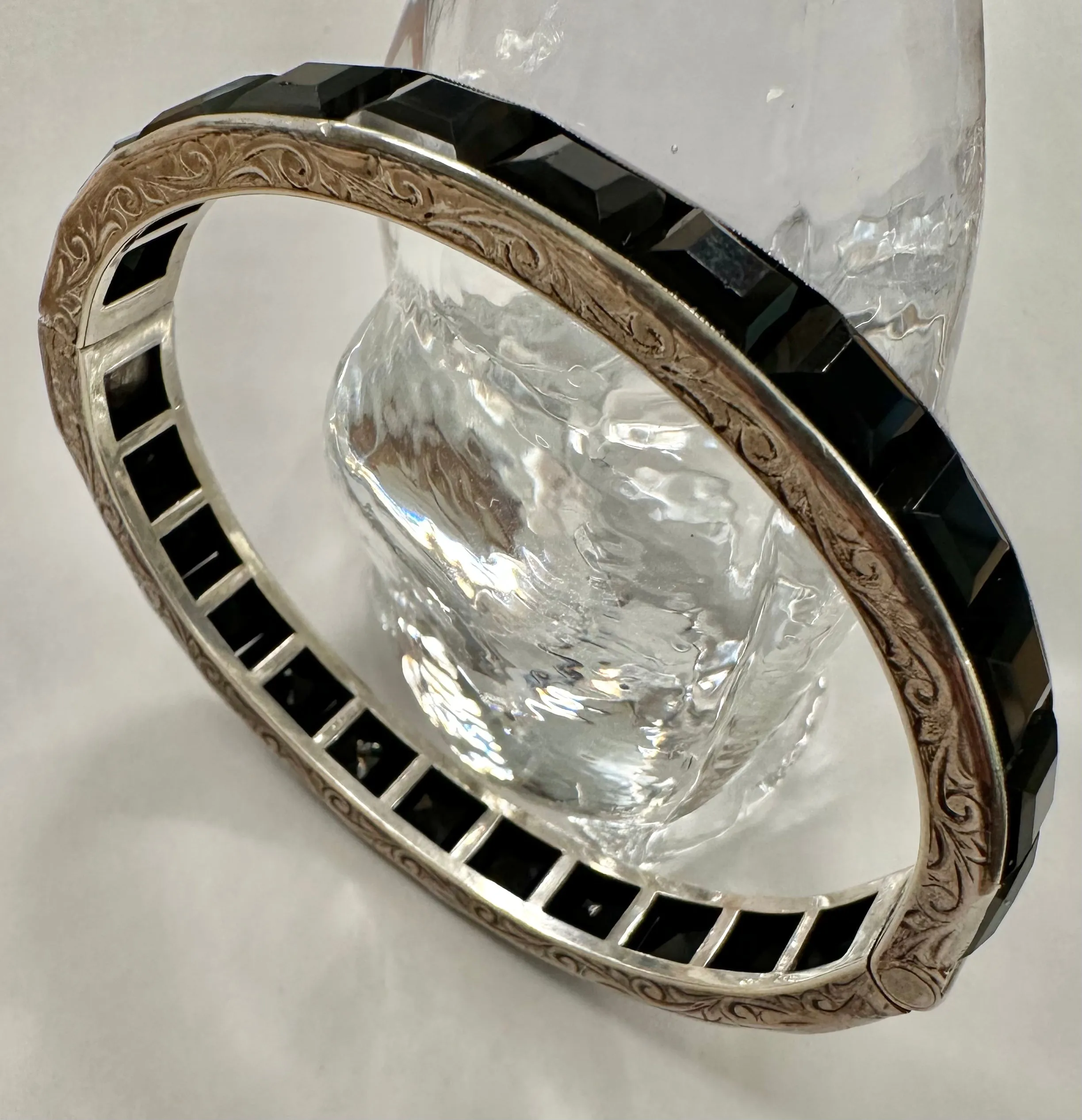Art Deco Sterling and Paste Bangle