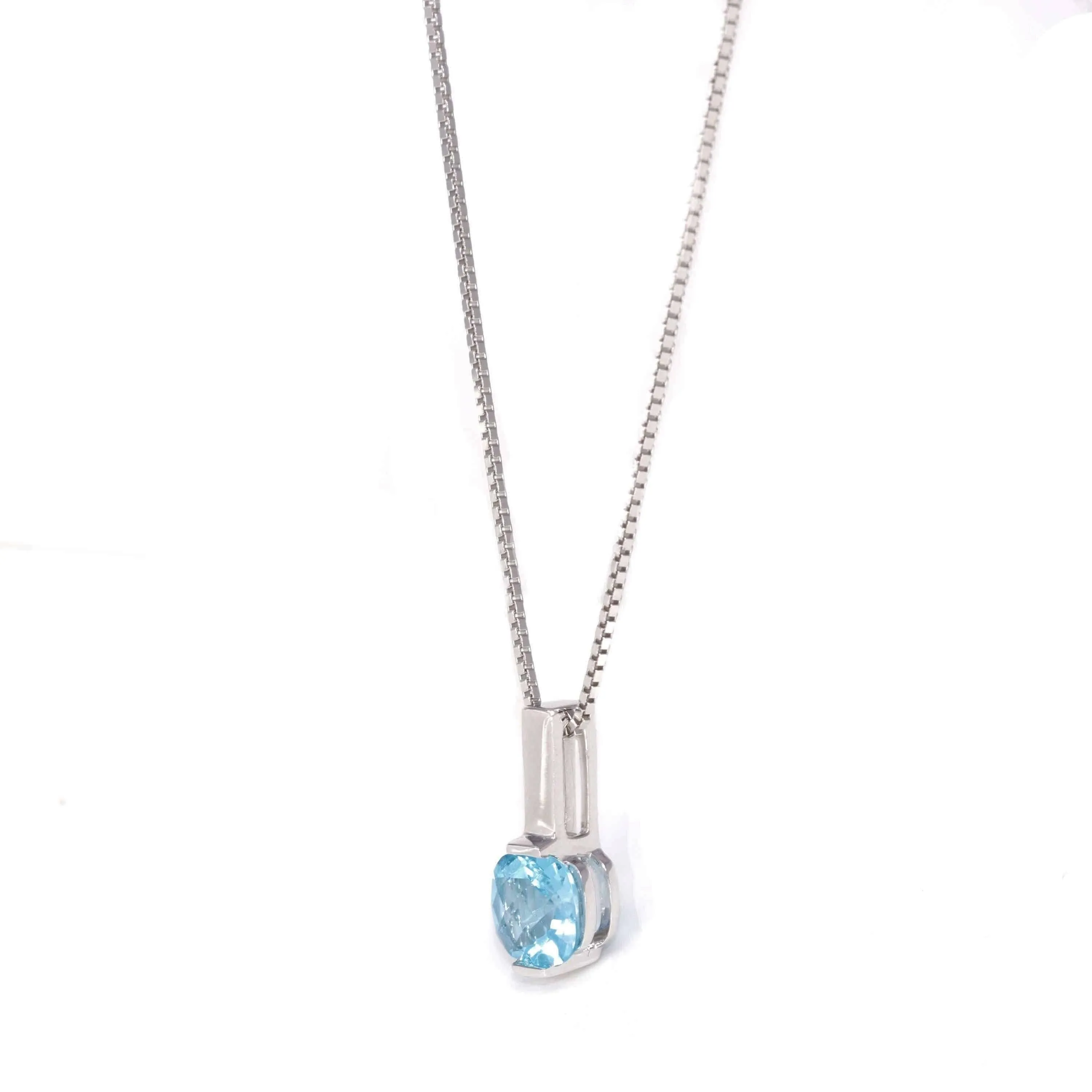 Baikalla™ 14k White Gold Natural Topaz Prong Set Necklace