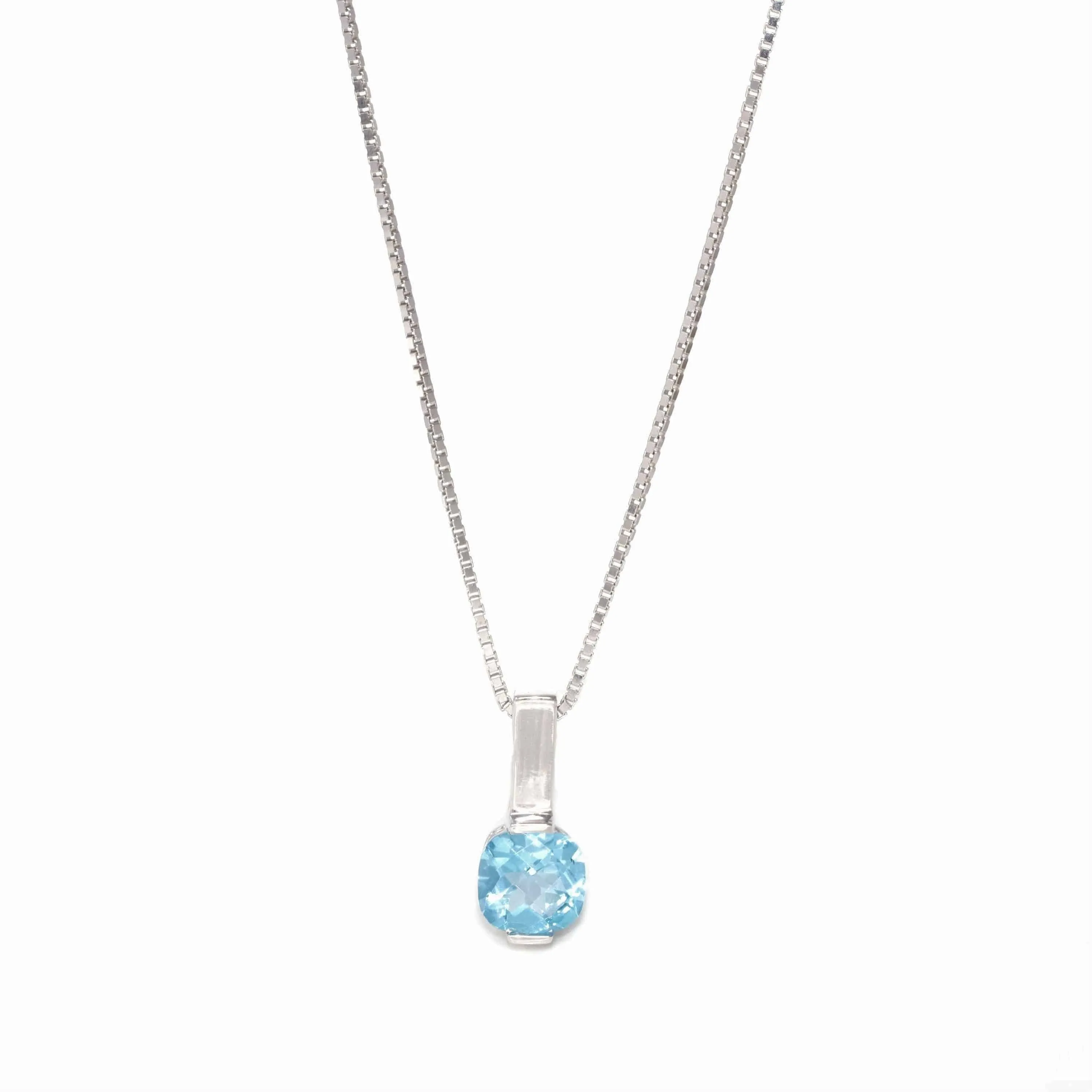 Baikalla™ 14k White Gold Natural Topaz Prong Set Necklace