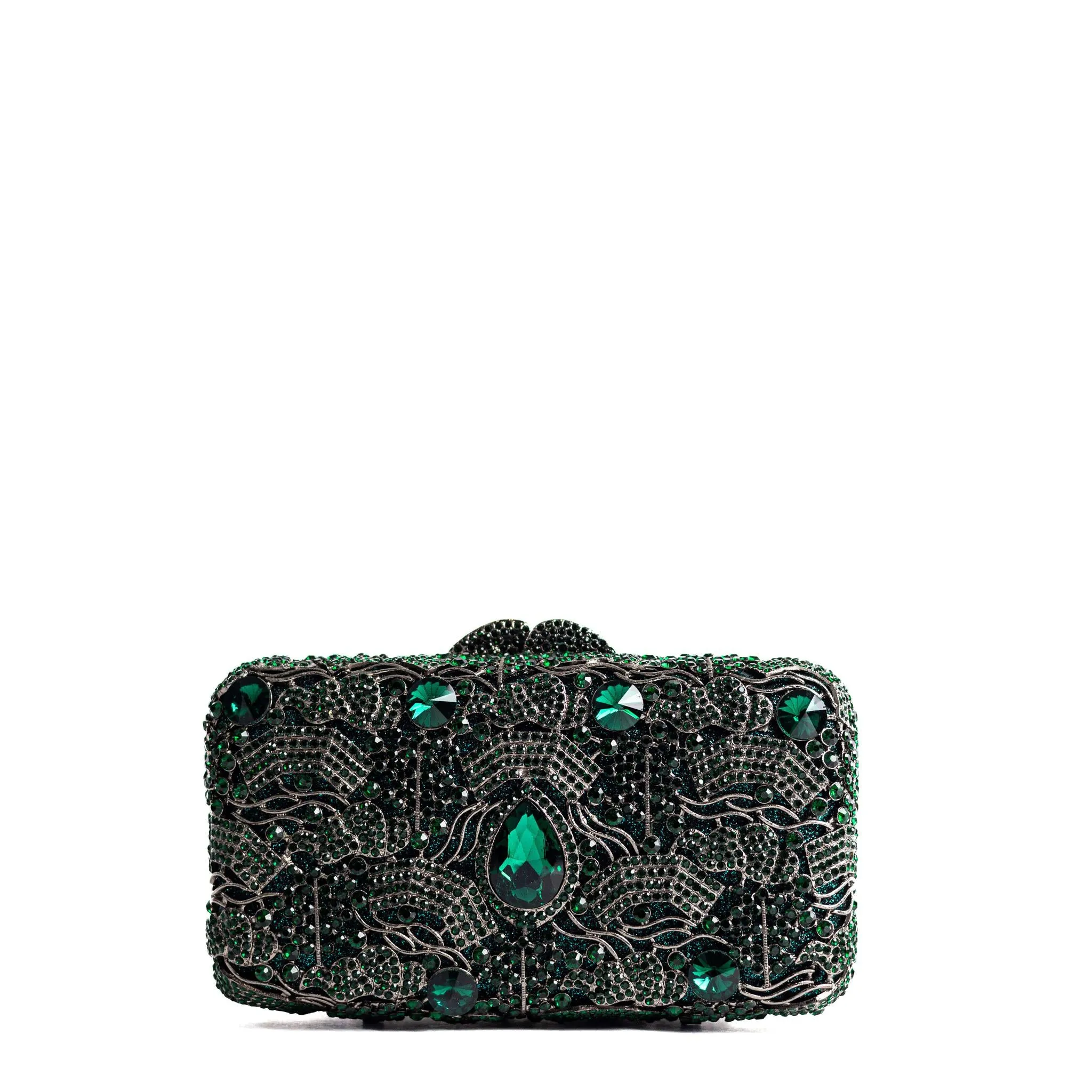 Black & Green Crystal Clutch Purse