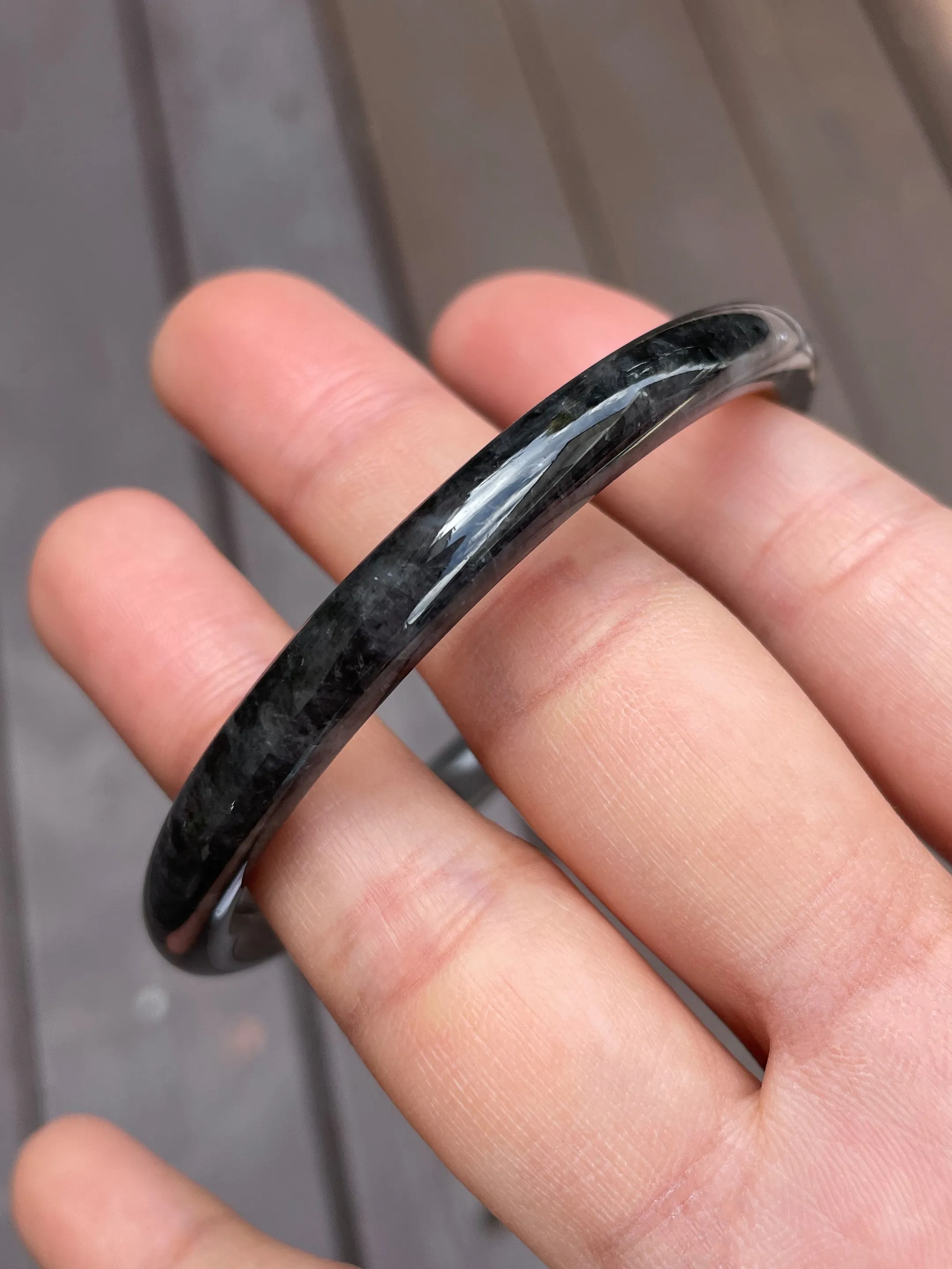 Black Jade Bangle | 58mm (NJBA047)