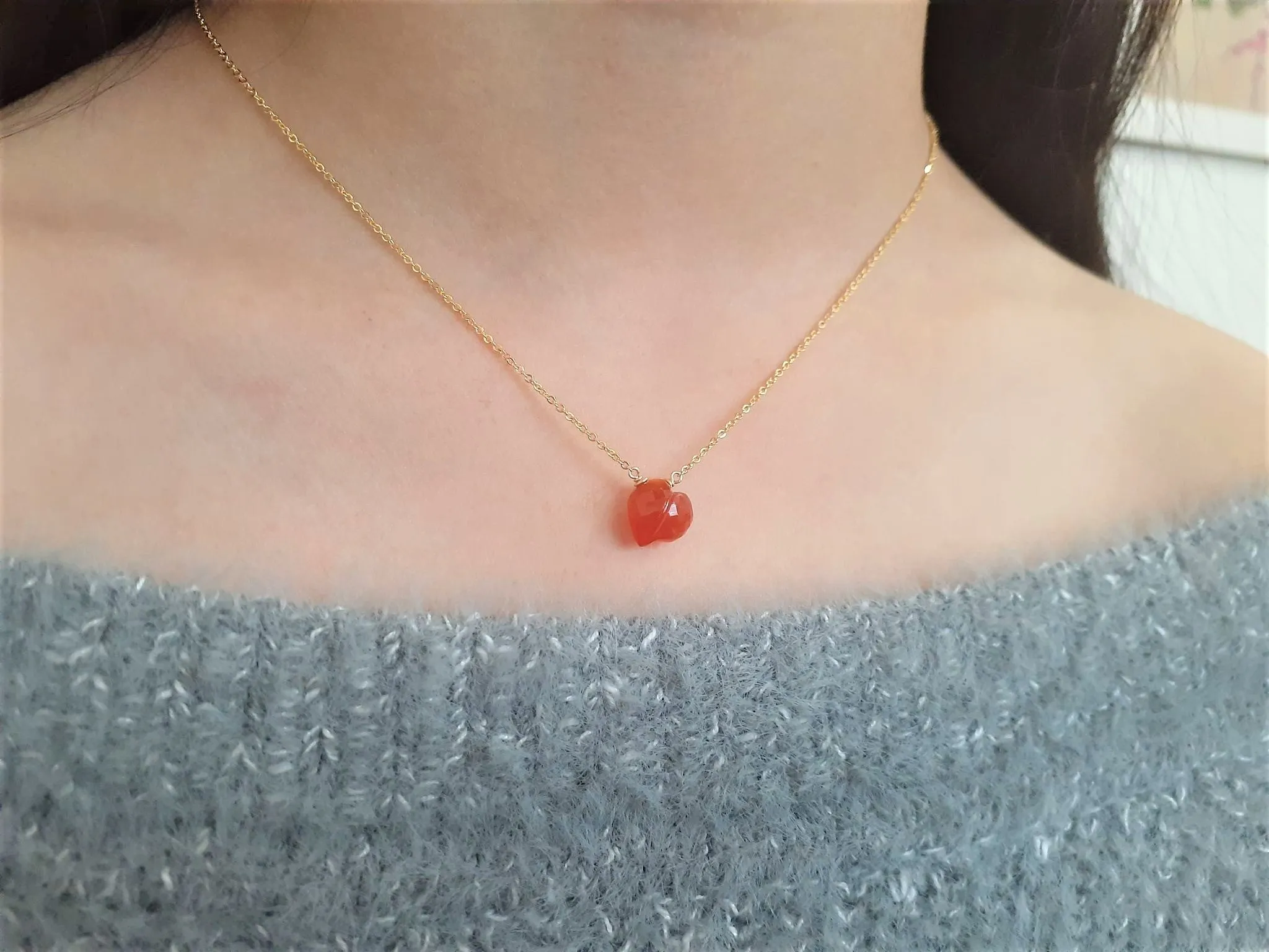 Carnelian Heart Briolette Necklace