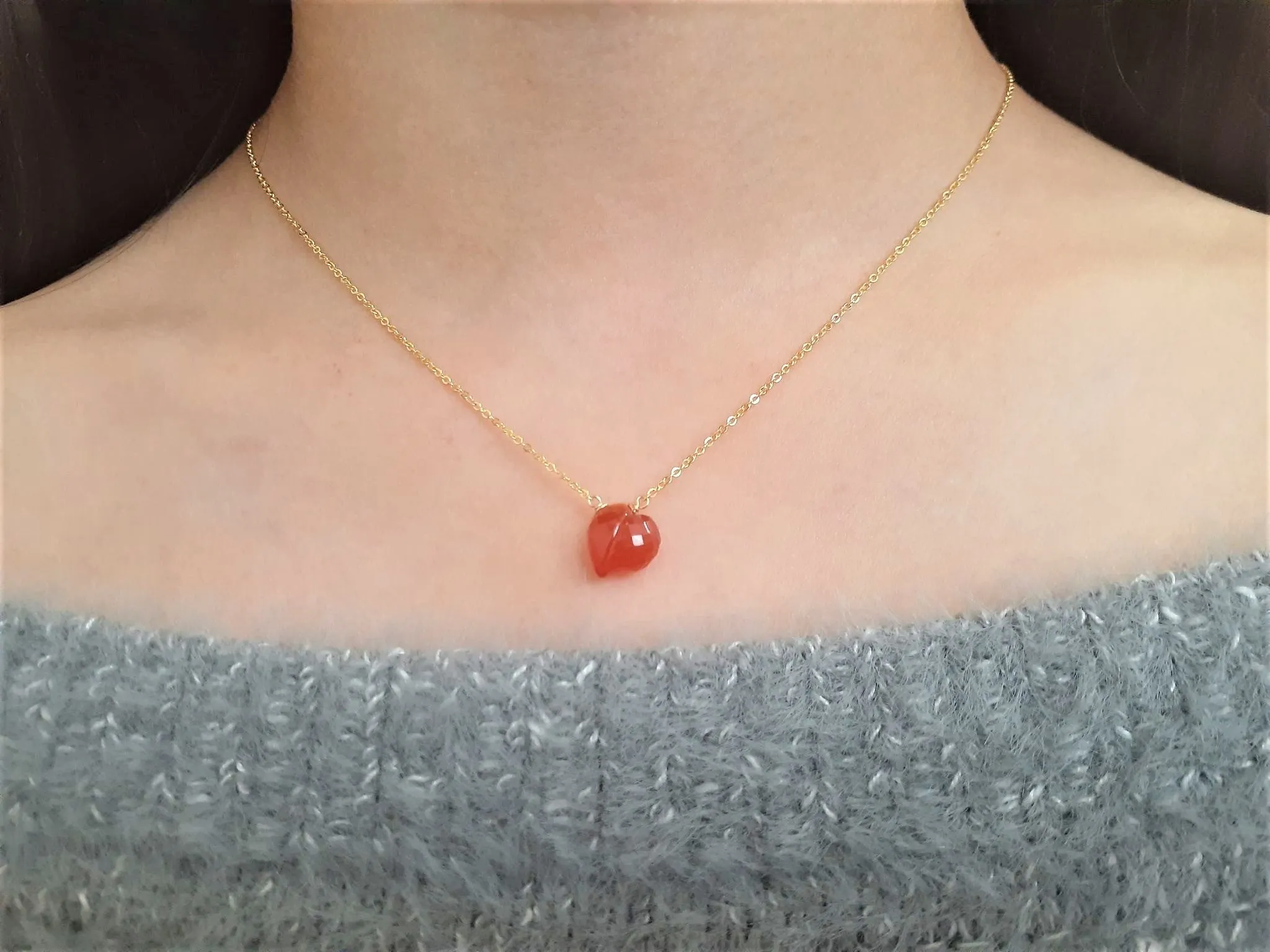 Carnelian Heart Briolette Necklace