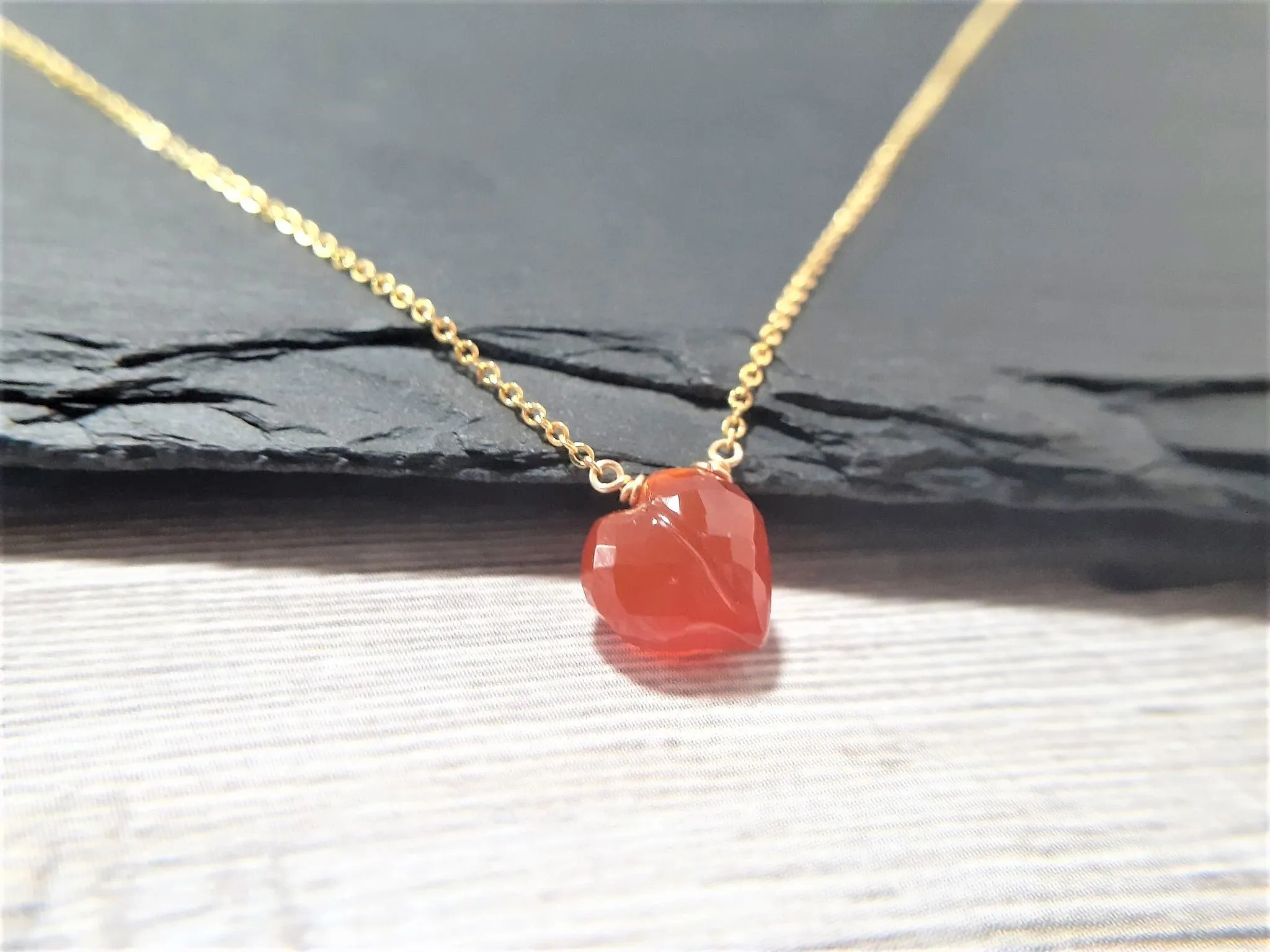 Carnelian Heart Briolette Necklace