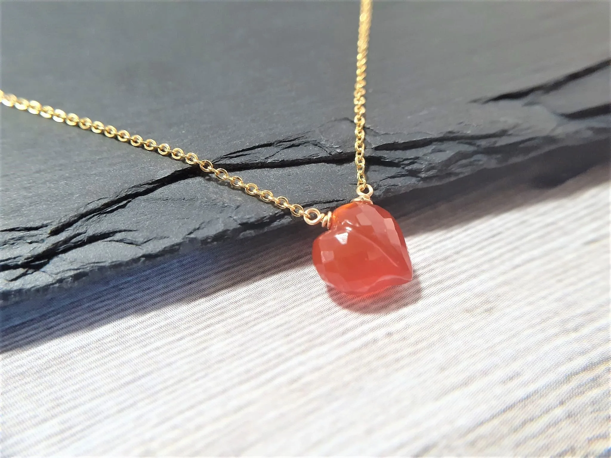 Carnelian Heart Briolette Necklace