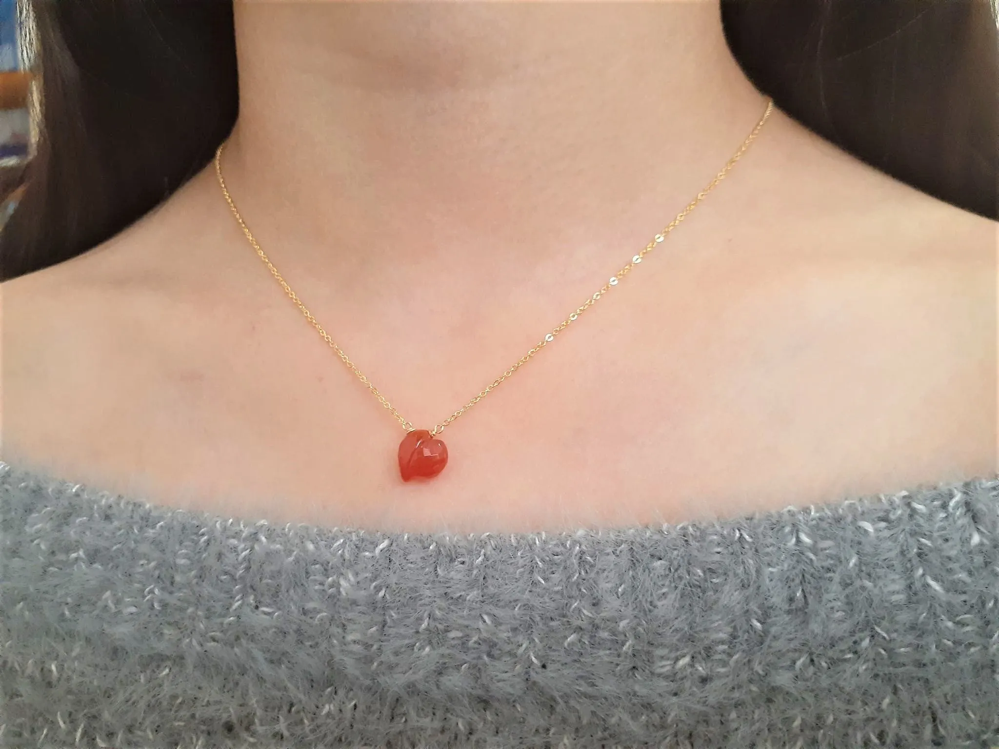 Carnelian Heart Briolette Necklace
