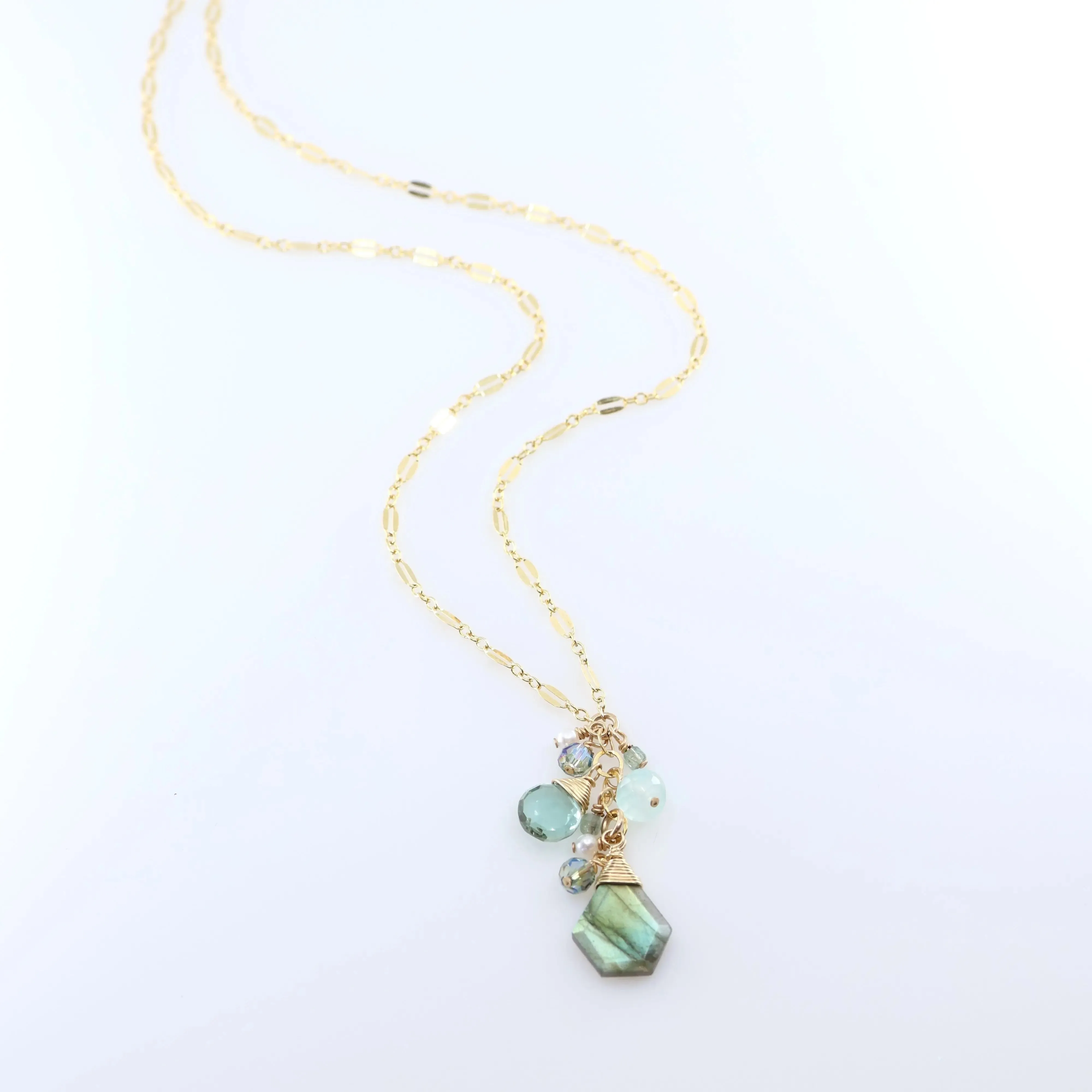 Faceted Labradorite Gemstone Cluster Necklace