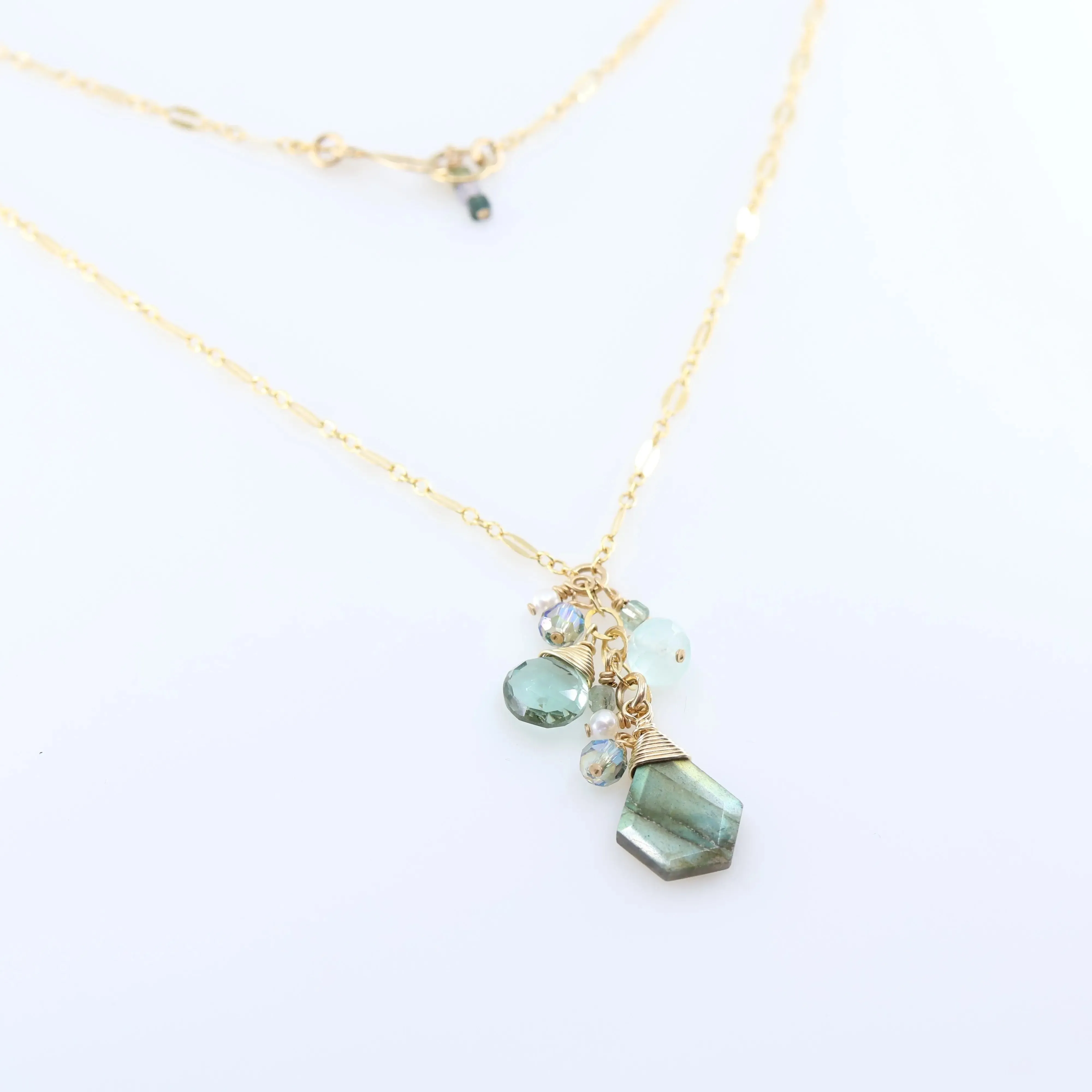 Faceted Labradorite Gemstone Cluster Necklace