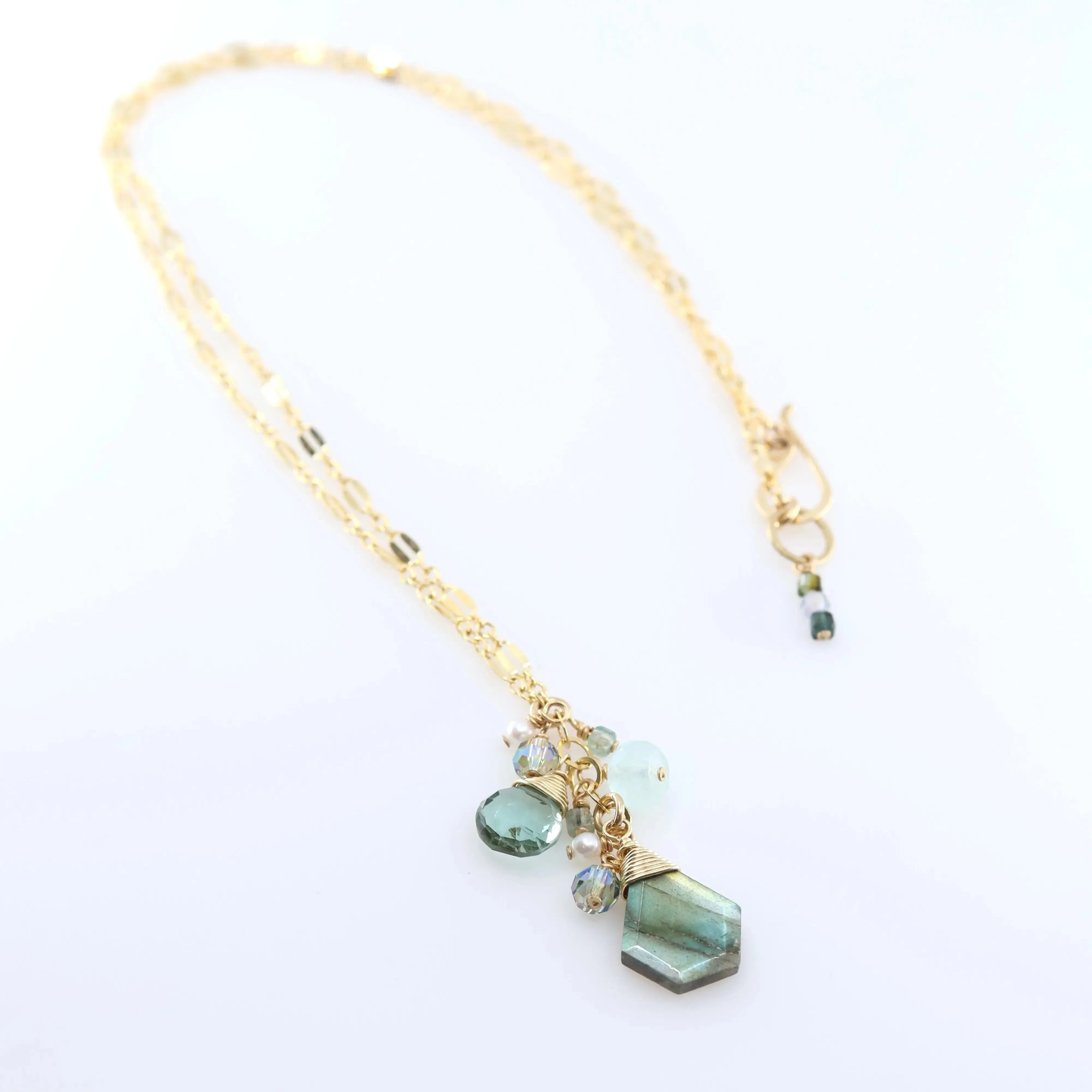 Faceted Labradorite Gemstone Cluster Necklace