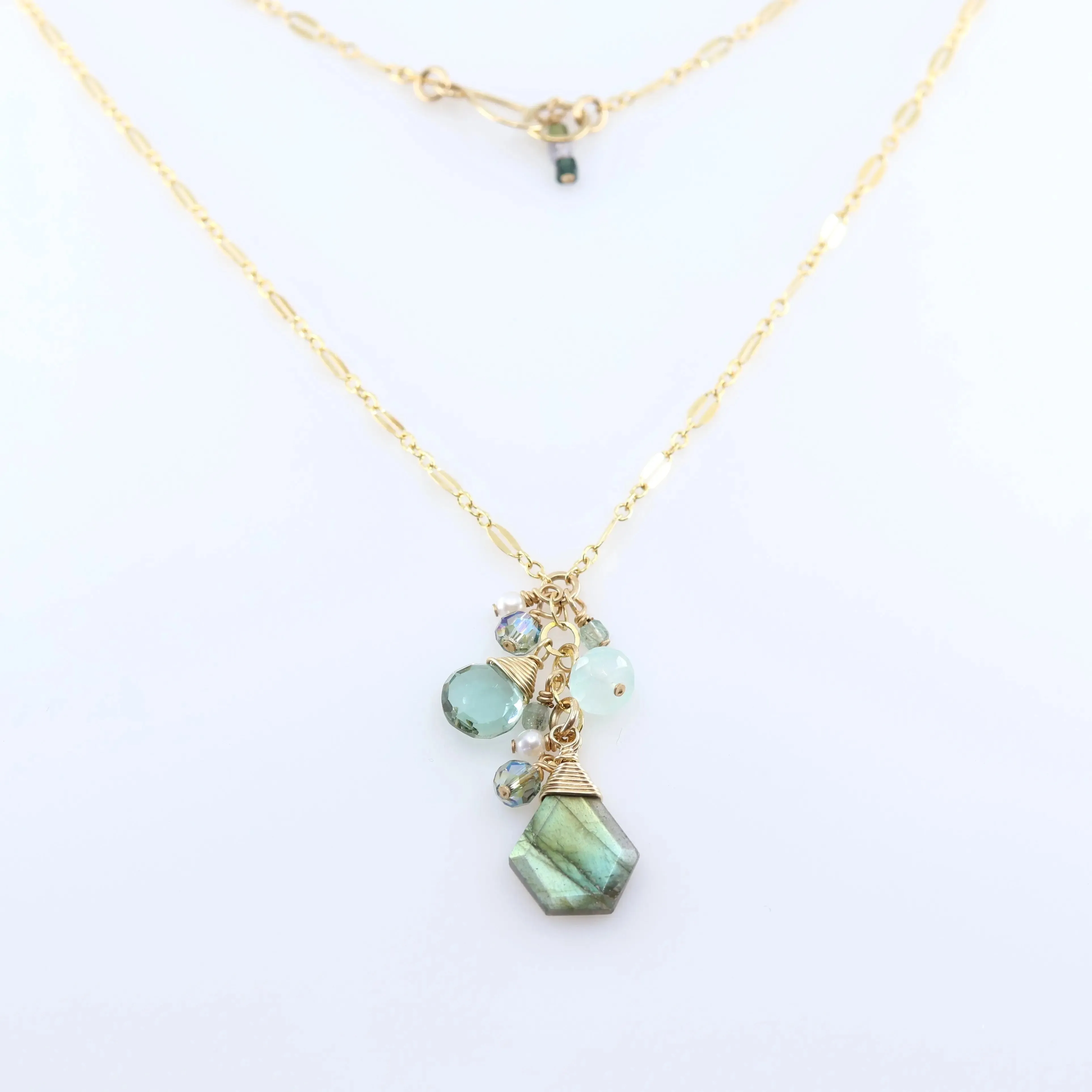 Faceted Labradorite Gemstone Cluster Necklace