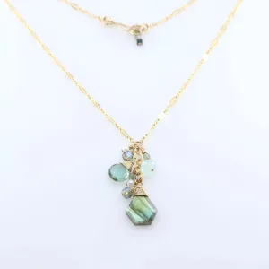 Faceted Labradorite Gemstone Cluster Necklace
