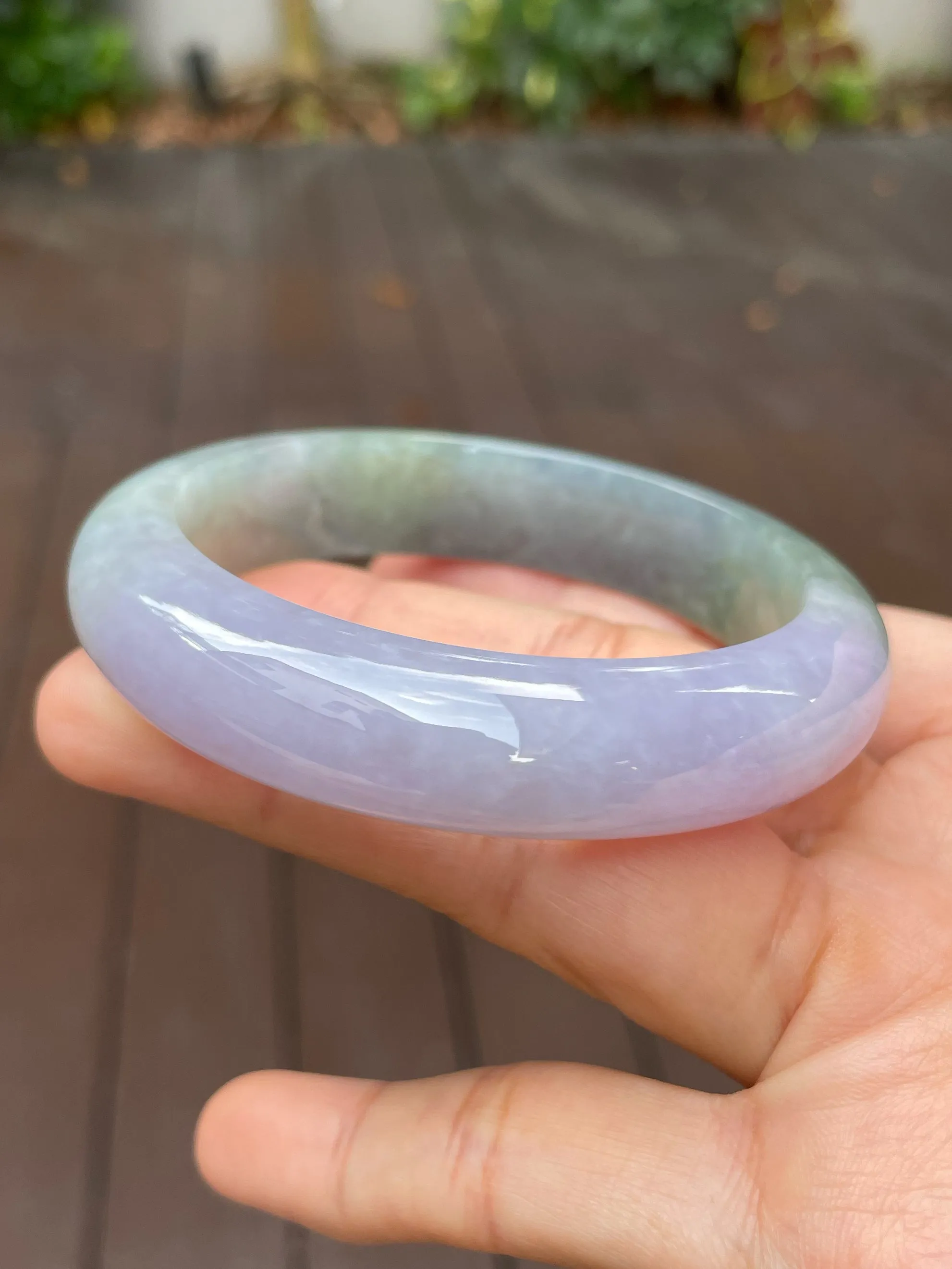 Lavender with Bluish Green Jade Bangle | 56mm (NJBA030)