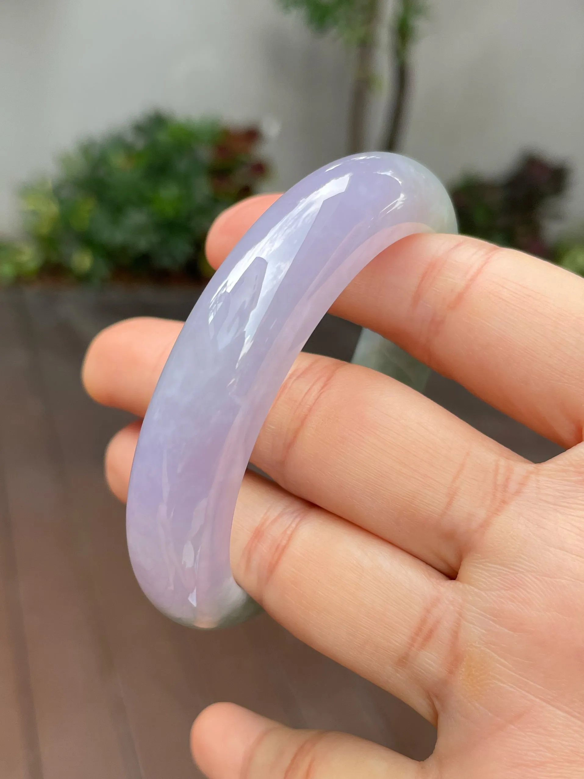Lavender with Bluish Green Jade Bangle | 56mm (NJBA030)