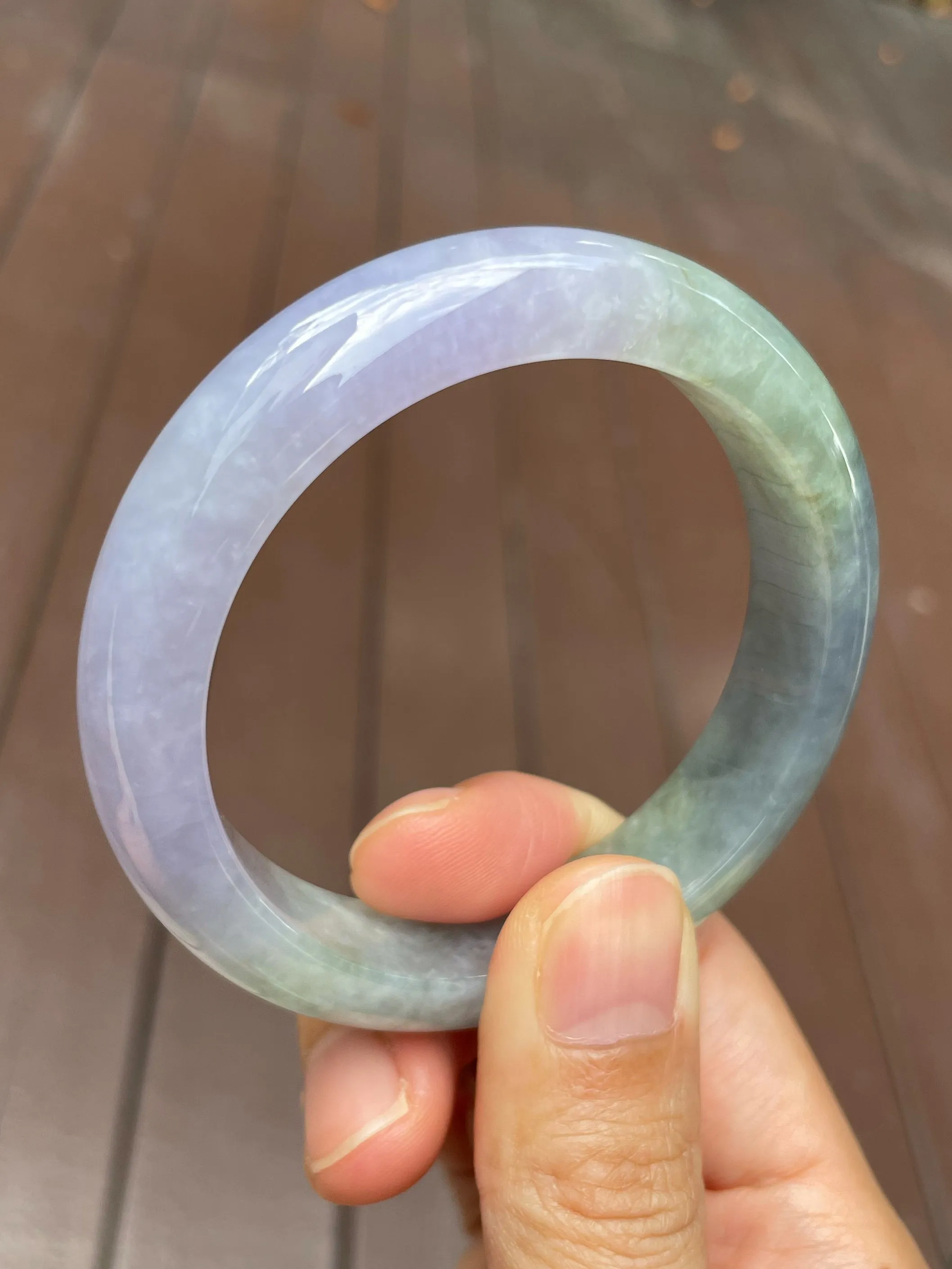 Lavender with Bluish Green Jade Bangle | 56mm (NJBA030)