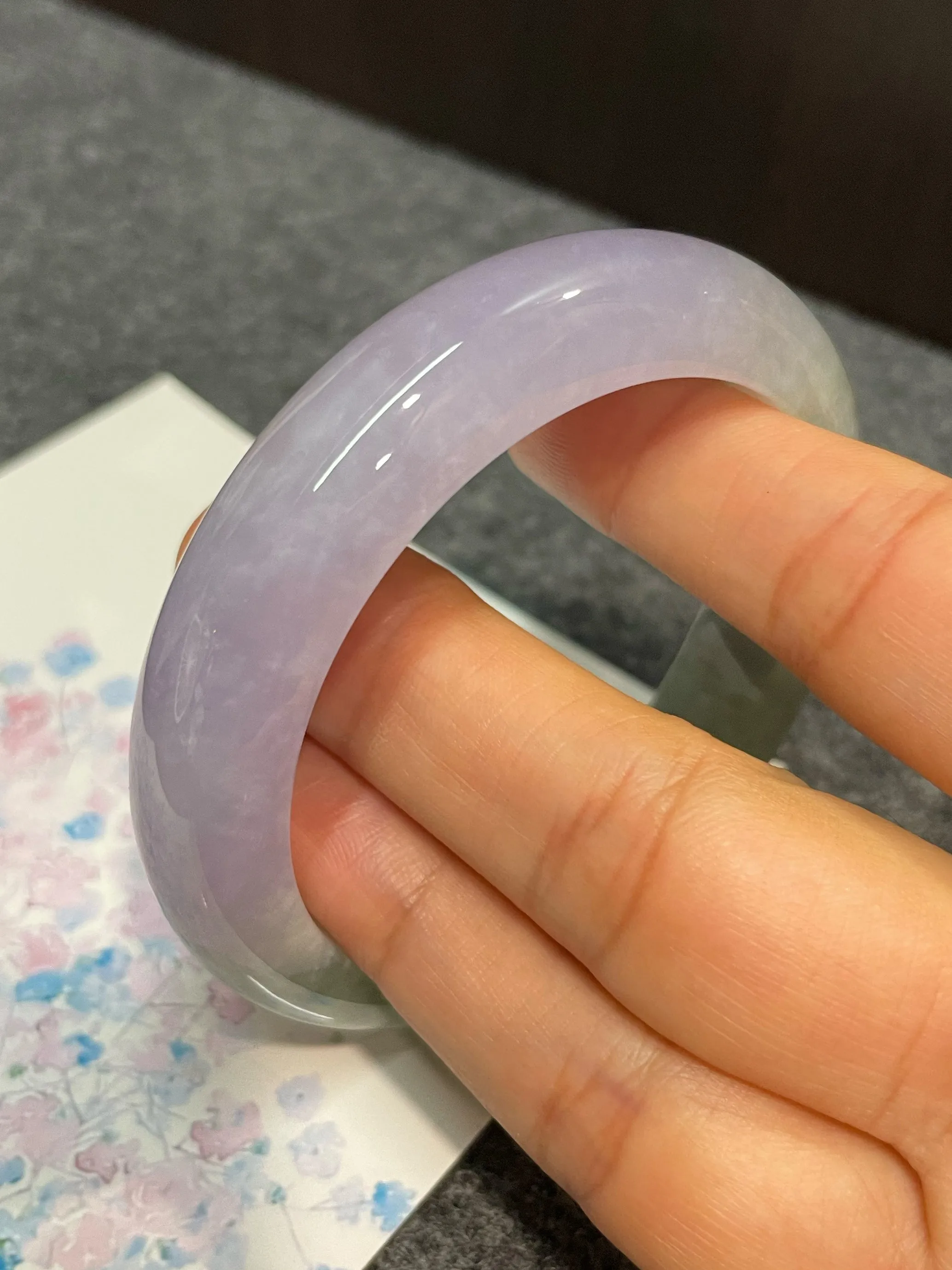 Lavender with Bluish Green Jade Bangle | 56mm (NJBA030)
