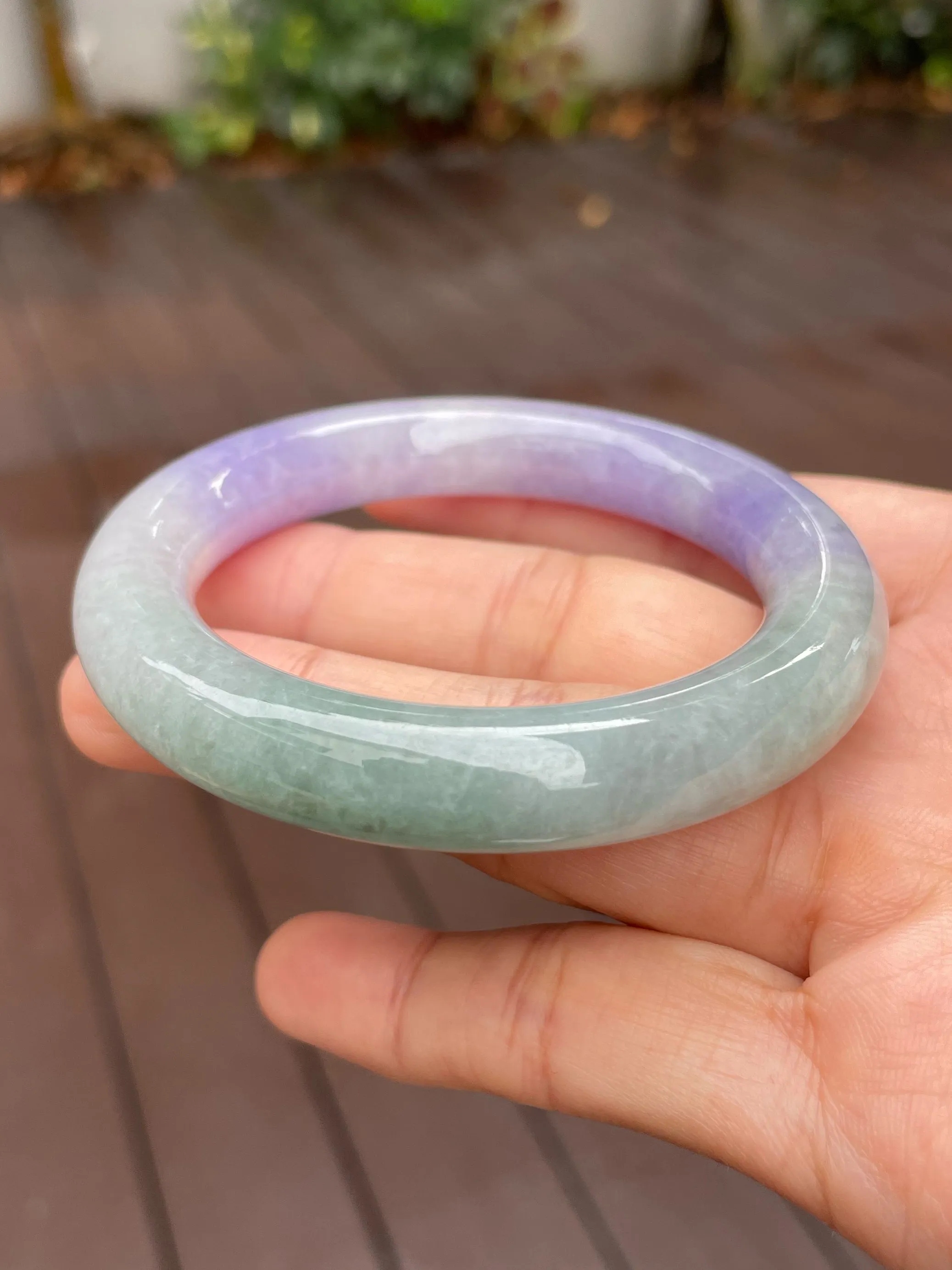 Lavender with Green Jade Bangle | 53mm (NJBA118)