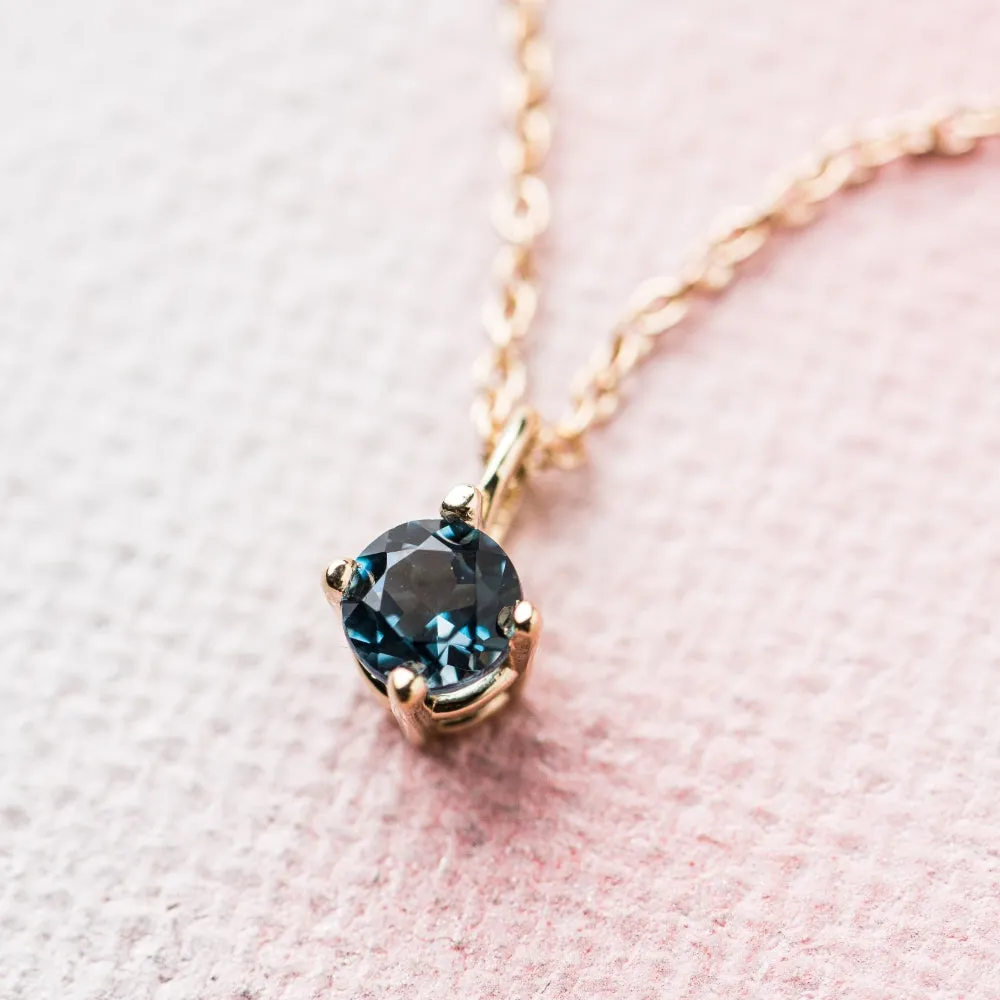 London Blue Topaz Prong-Set Necklace in 14k Gold
