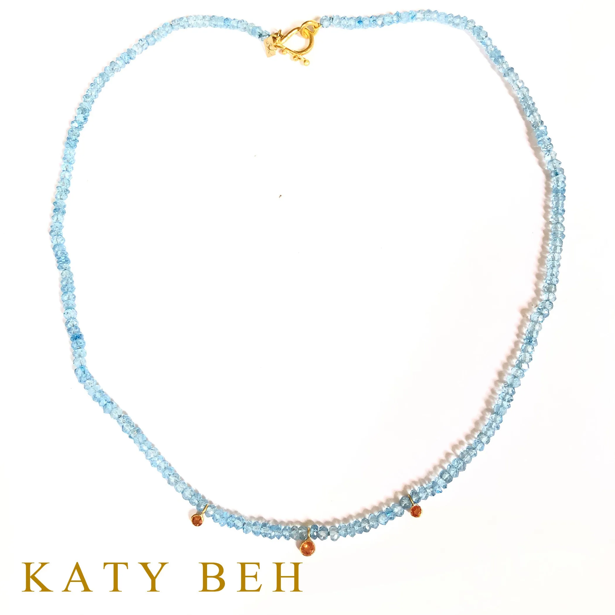 Millicent Blue Topaz and Orange Sapphire Necklace