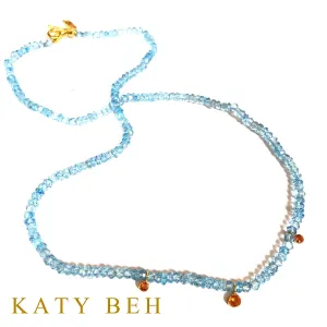 Millicent Blue Topaz and Orange Sapphire Necklace