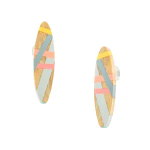 Peach/Grey Gradient Wood Post Earrings