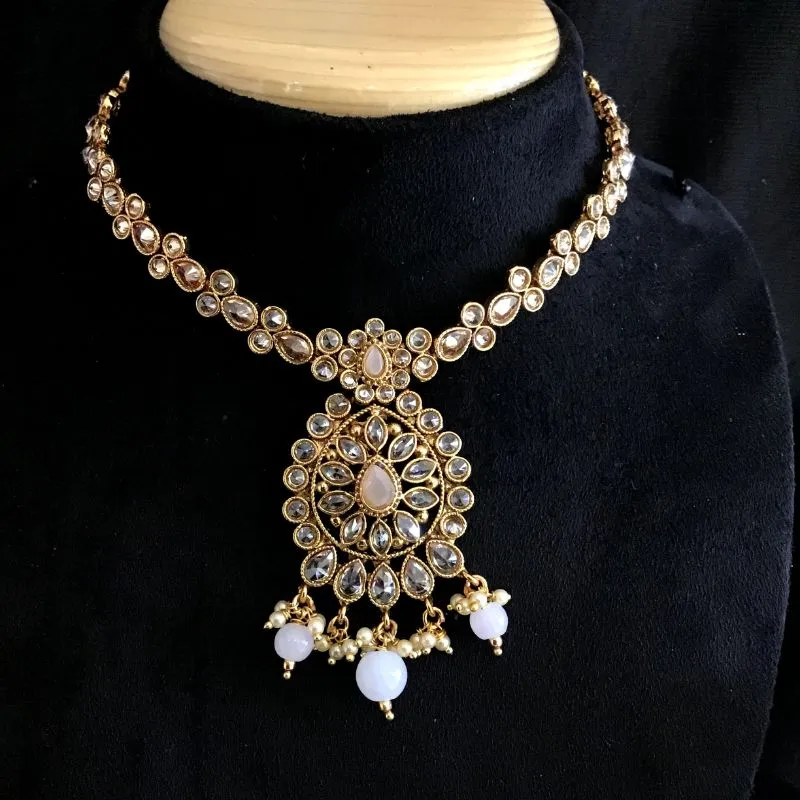 Pink Gold Look Necklace Set 9520-4377