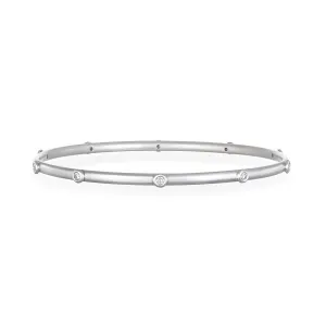 Platinum Bangle With Diamond Granulation Beads