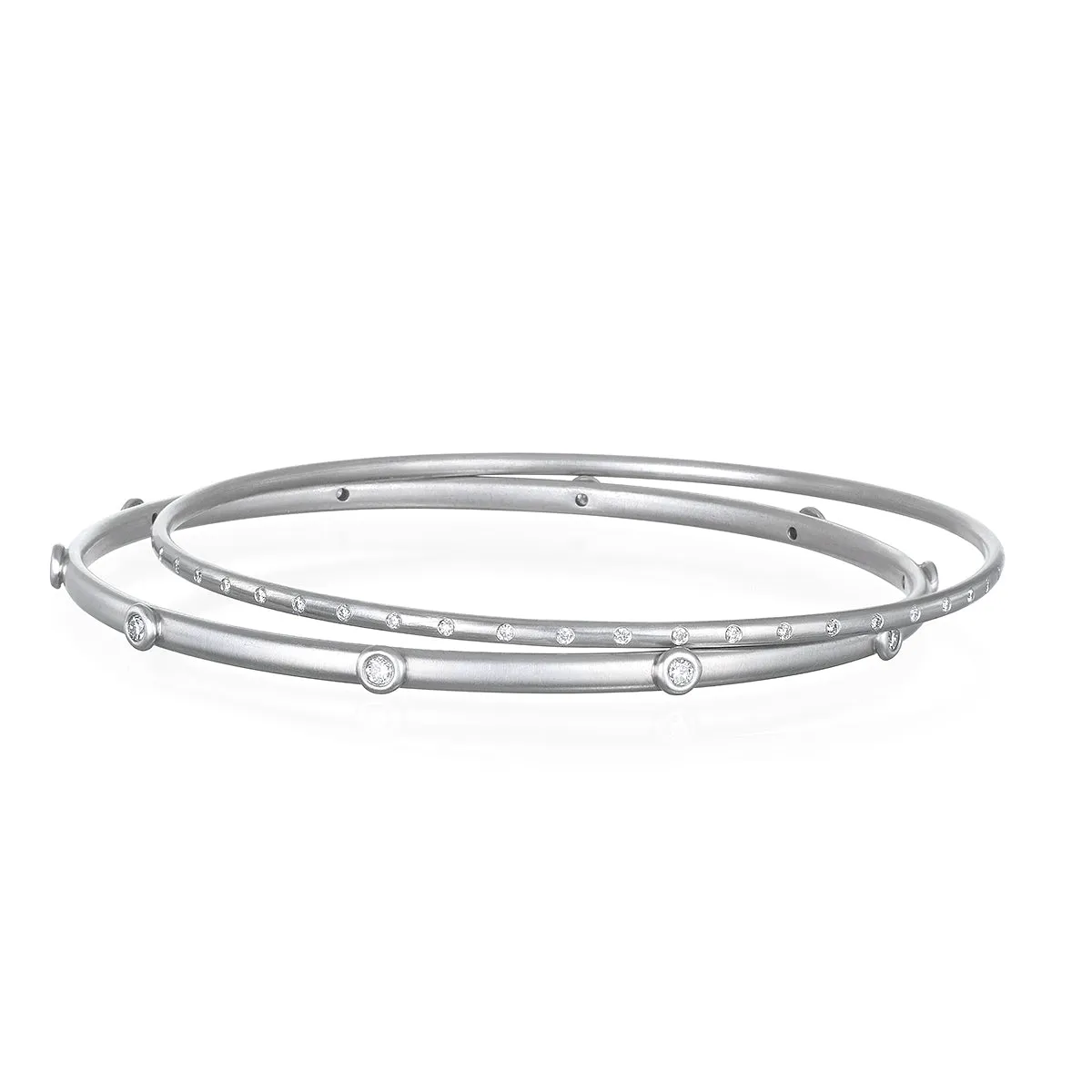 Platinum Burnished Diamond Bangle