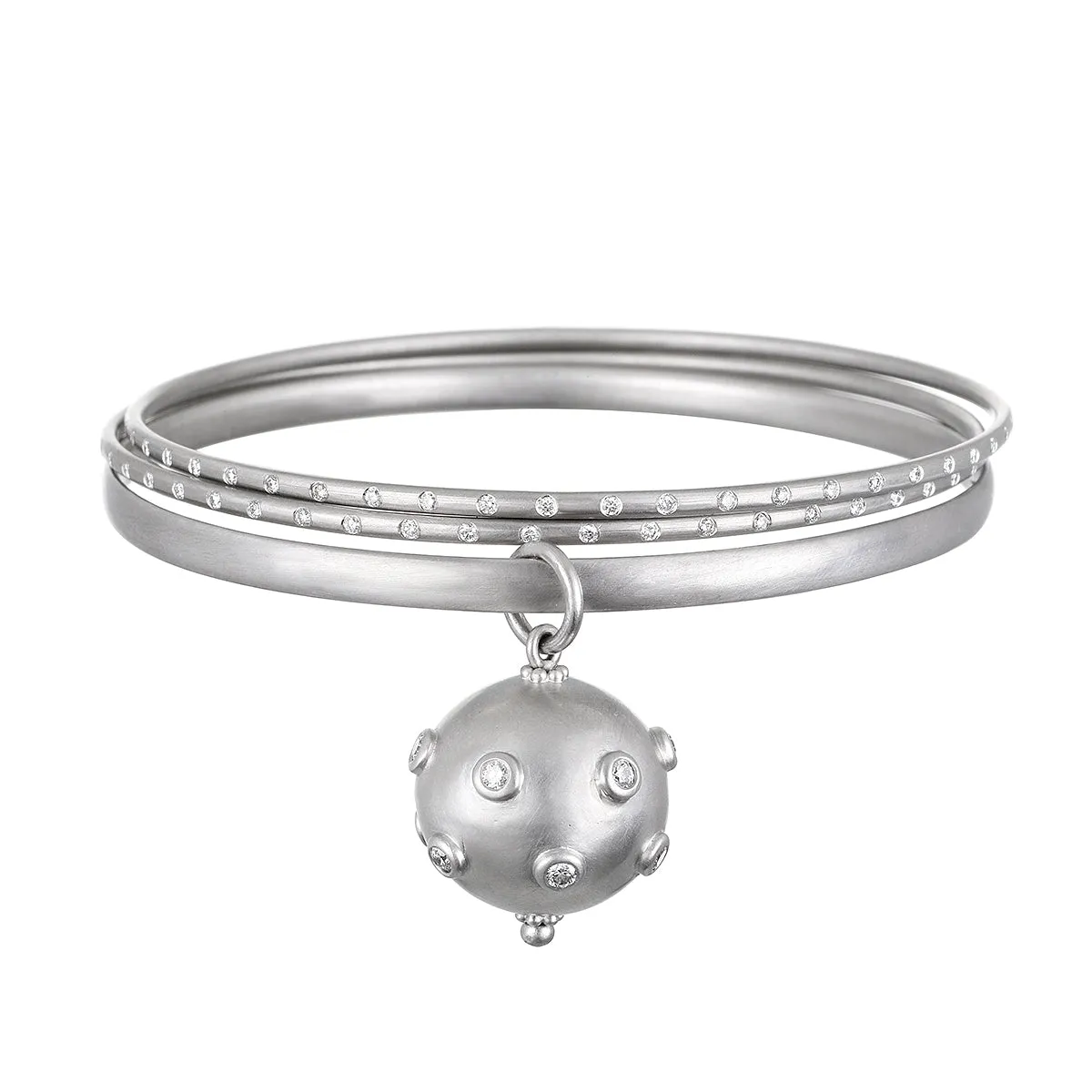 Platinum Burnished Diamond Bangle