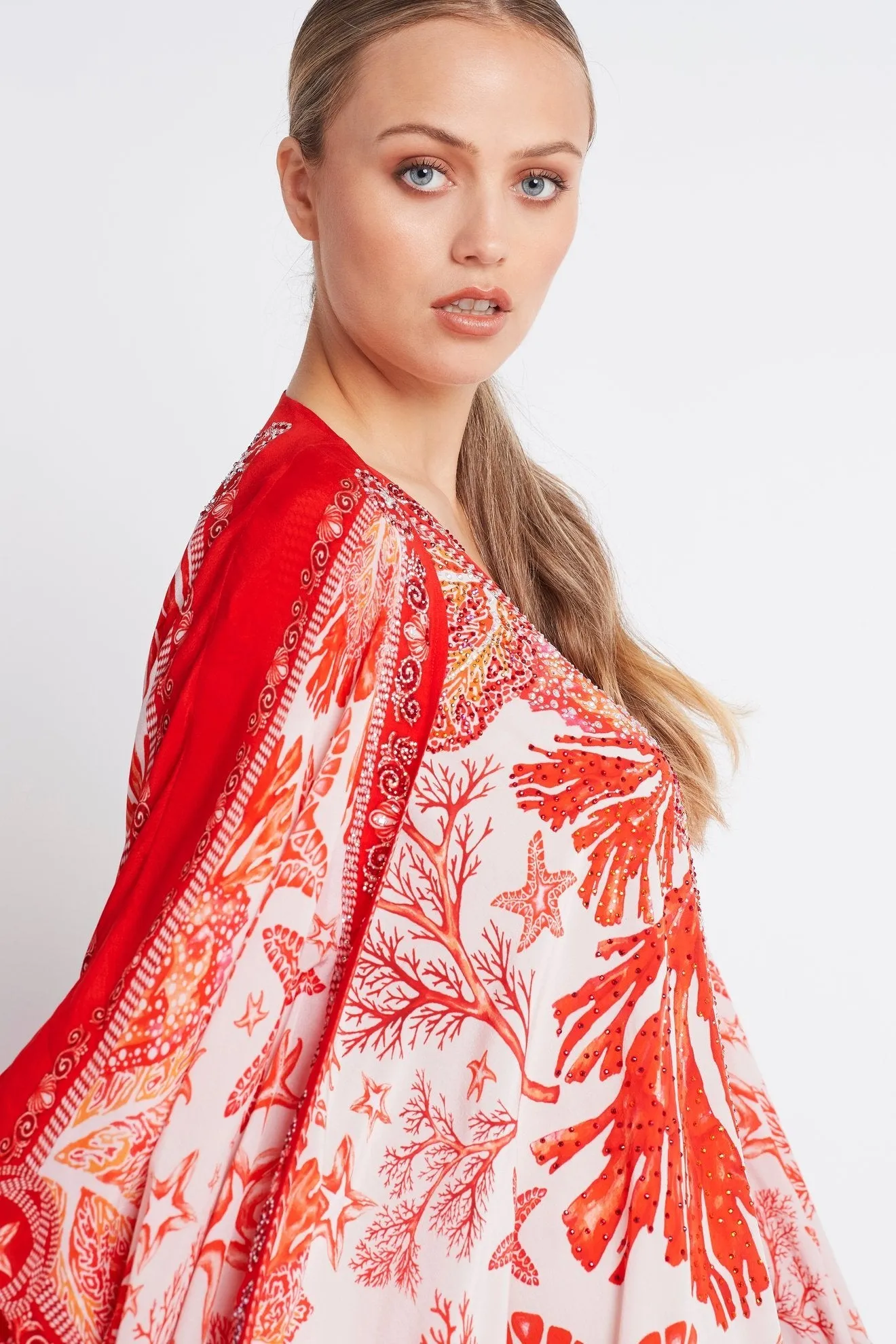 RED CORAL LONG CAPE