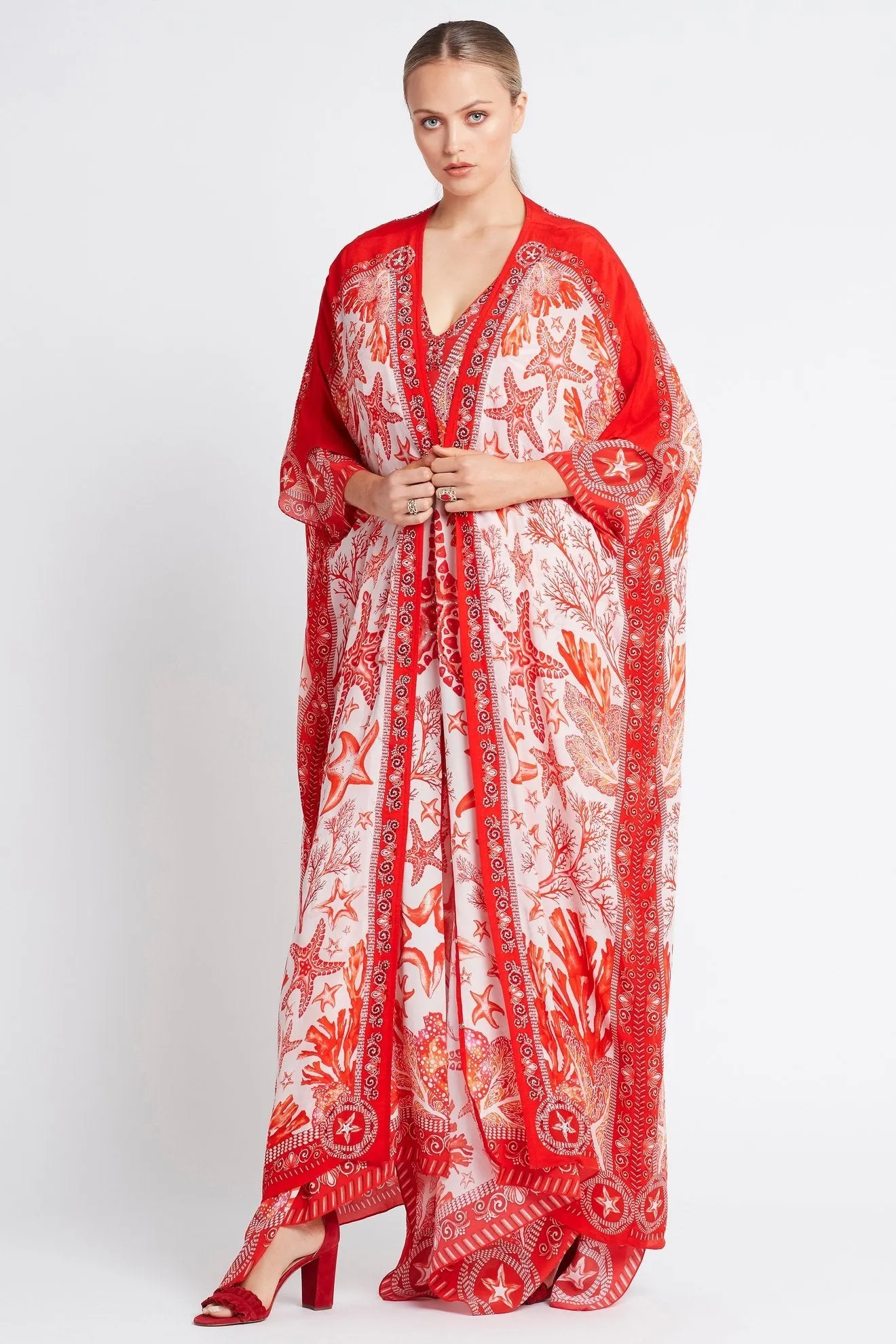 RED CORAL LONG CAPE