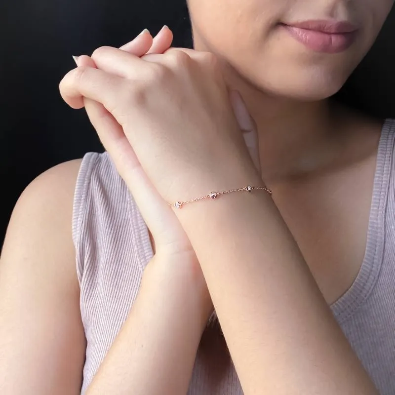 Silver Dainty Round Zircon Bracelet