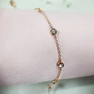 Silver Dainty Round Zircon Bracelet
