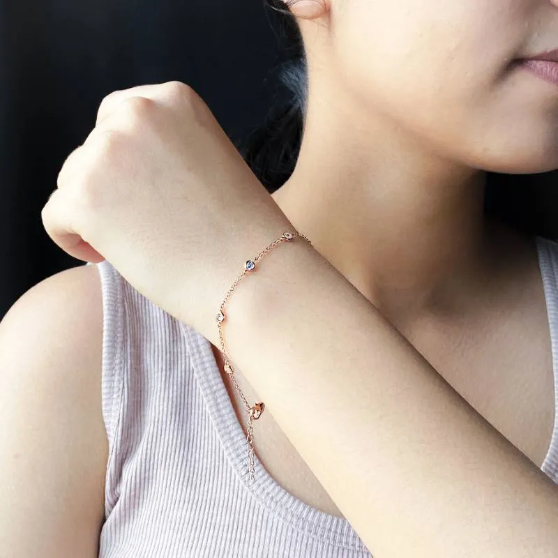 Silver Dainty Round Zircon Bracelet