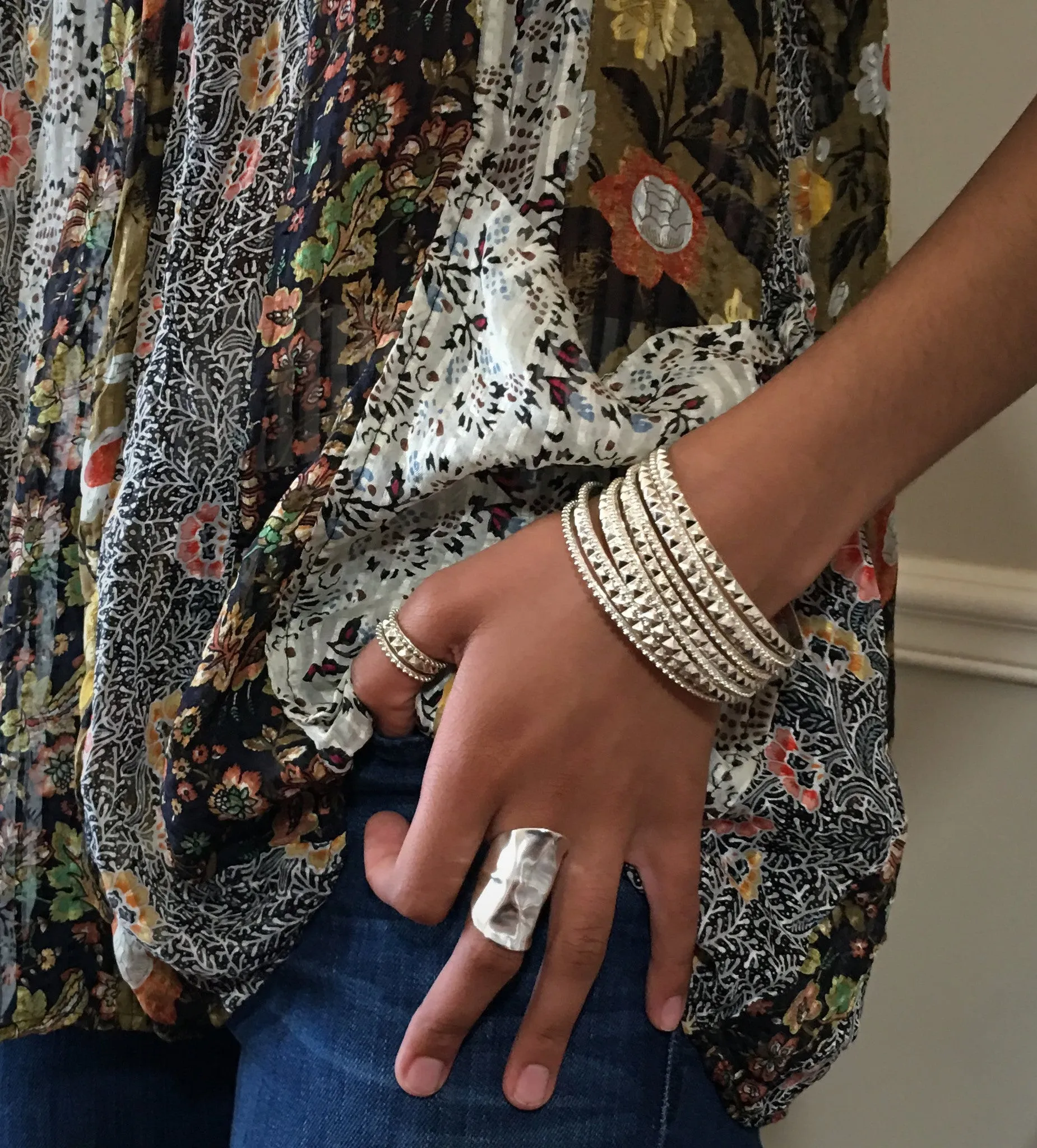 Silver Pyramid Bangle