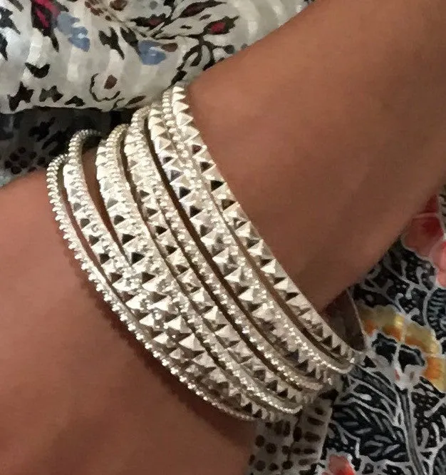 Silver Pyramid Bangle